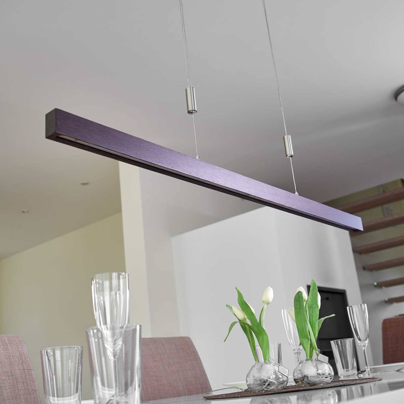 Elegant LED-bjelkependellampe Nora - 118 cm