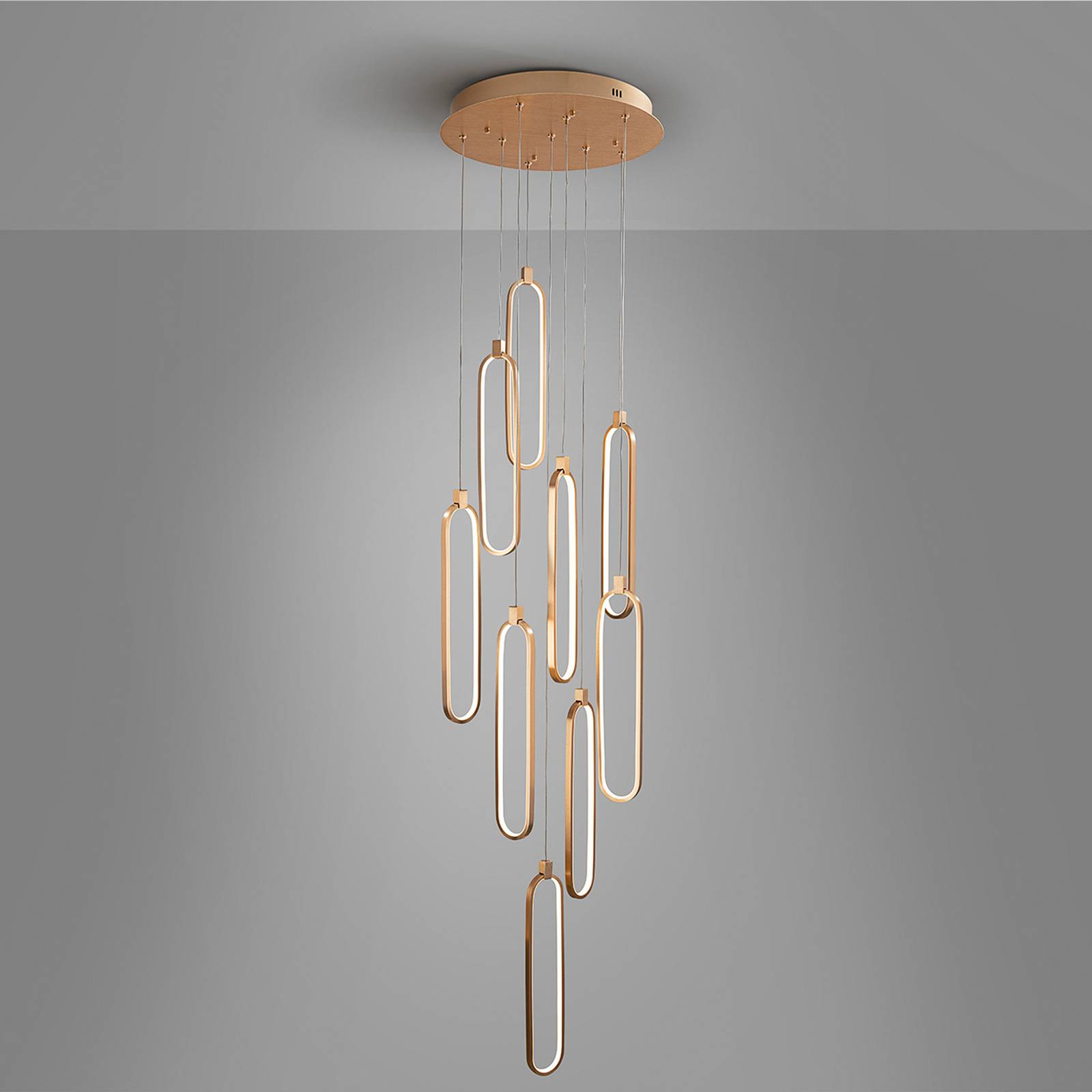 Lampa wisząca LED Colette, 9-punktowa, okrągła, różowe złoto