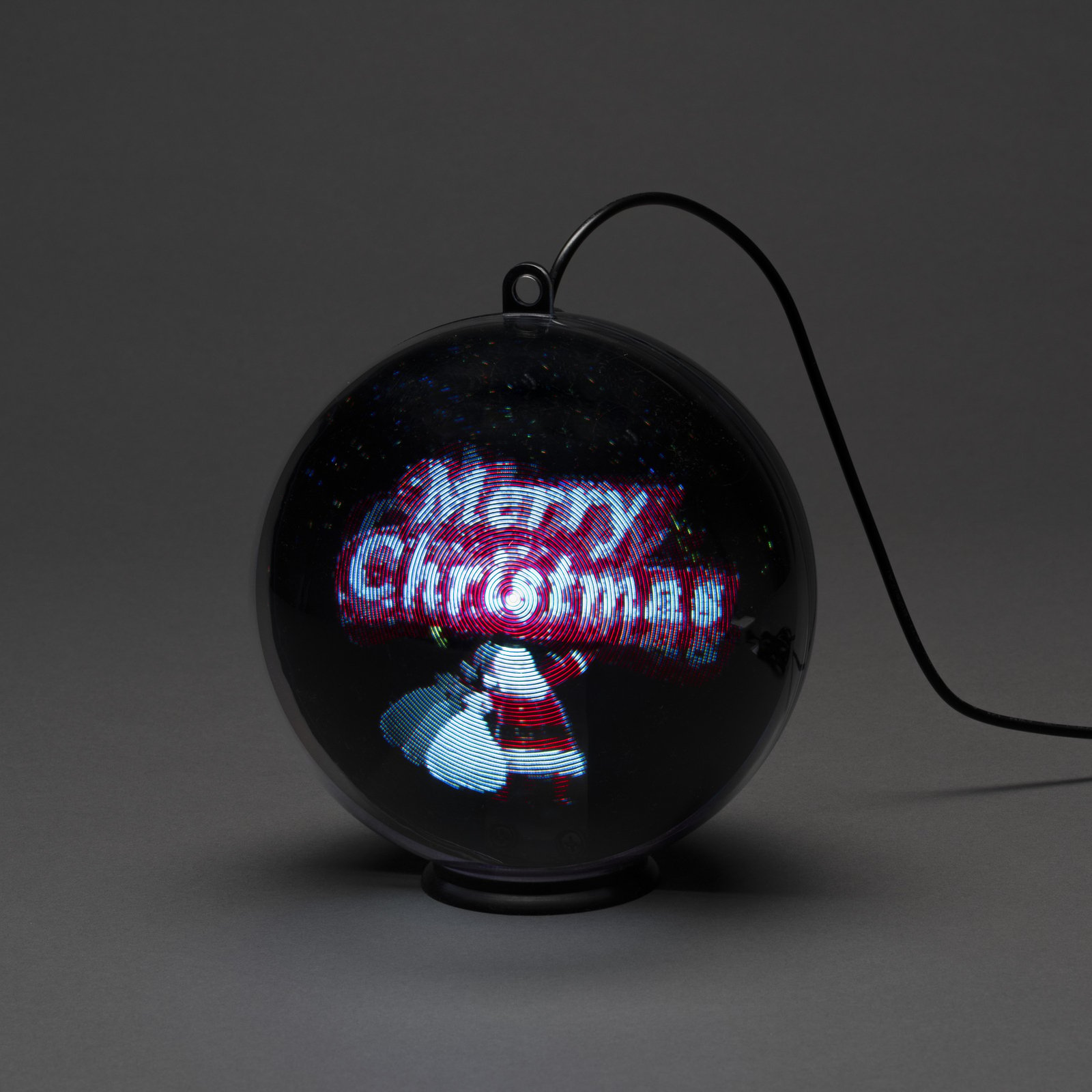 Hologramová 3D guľa Veselé Vianoce, 64 diód LED