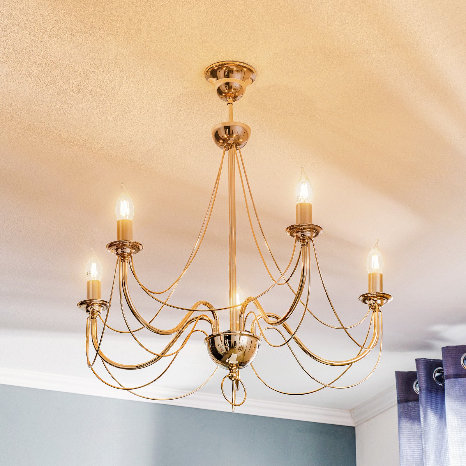 Domiluce Candelabru retro cu cinci brațe 75 cm auriu - Camera de zi / sufragerie - Metal