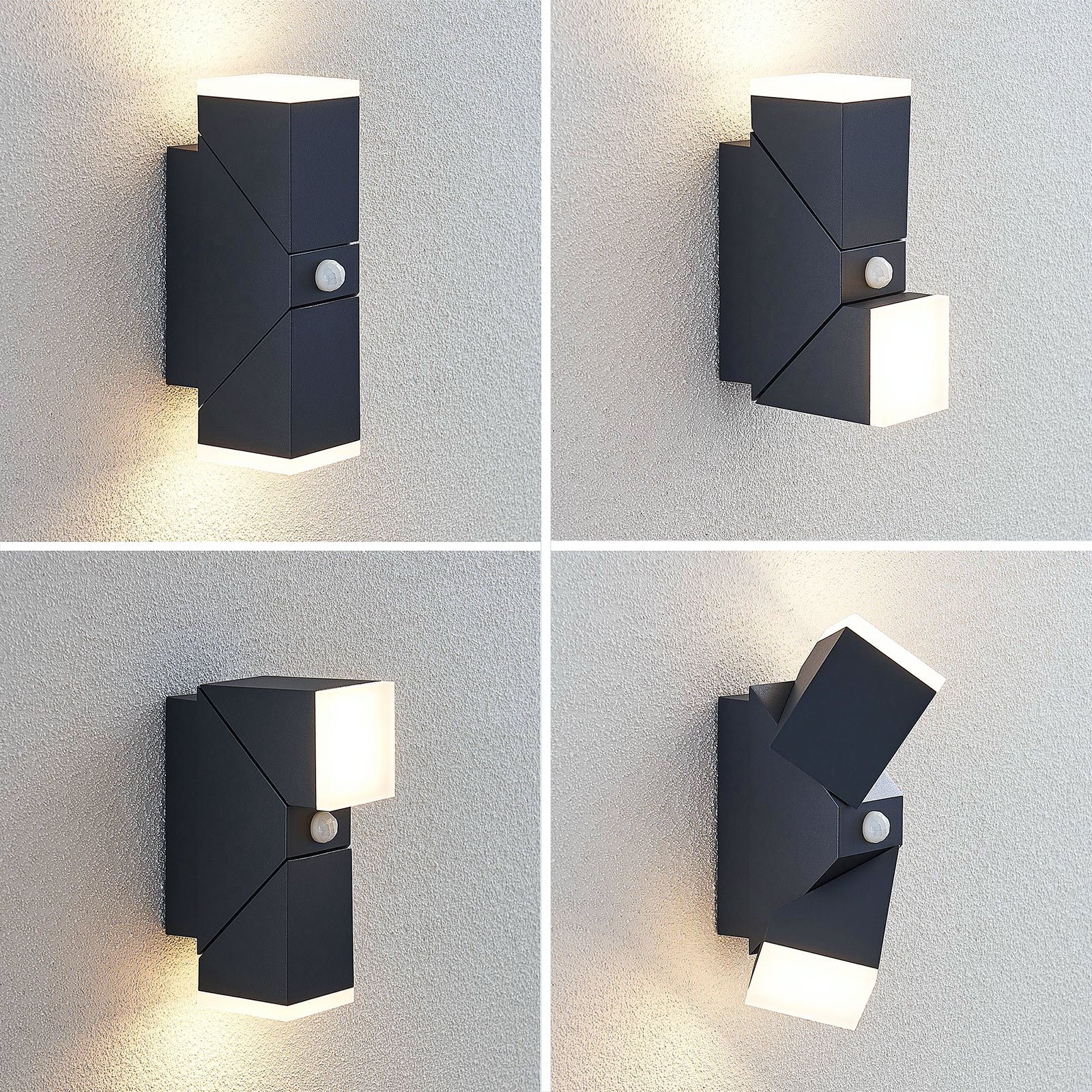 Candeeiro de parede exterior LED Sally, 2 luzes com sensor