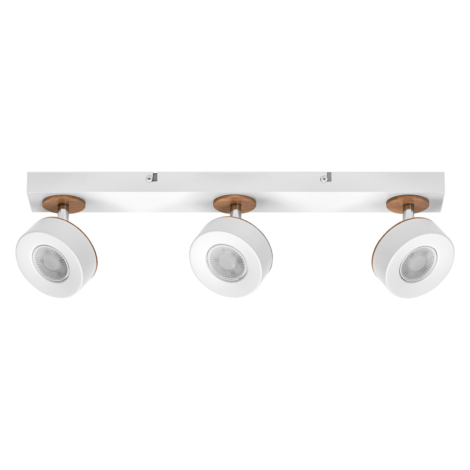 LEDVANCE LED-Deckenspot Pluto, Stahl, Holz, 3-fl., weiß