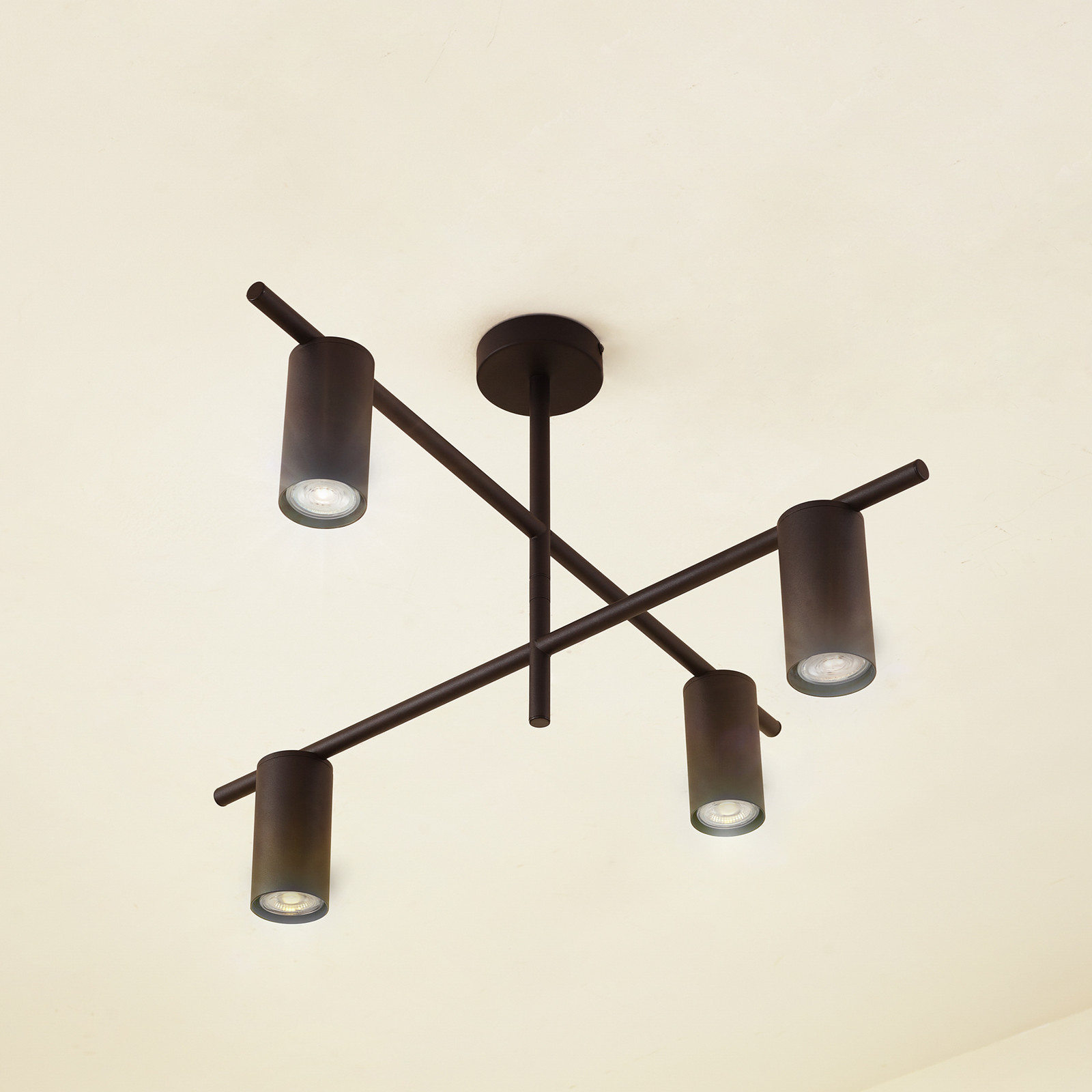 Lindby plafonieră Marilou negru nisip 4 becuri Ø 70cm - Camera de zi / sufragerie - Modern - Metal