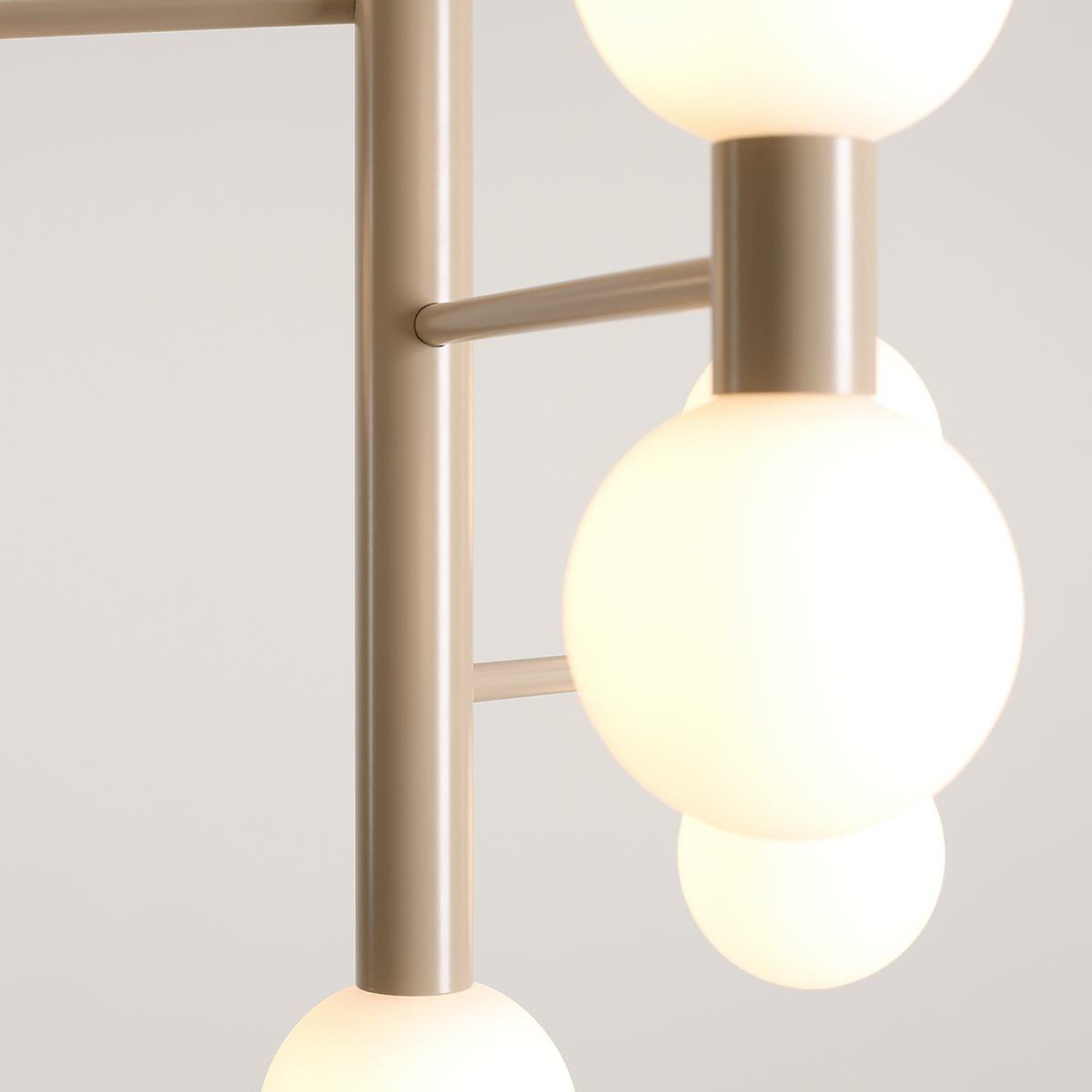 Plafonnier Flare 7, beige, à 7 lampes, verre, métal