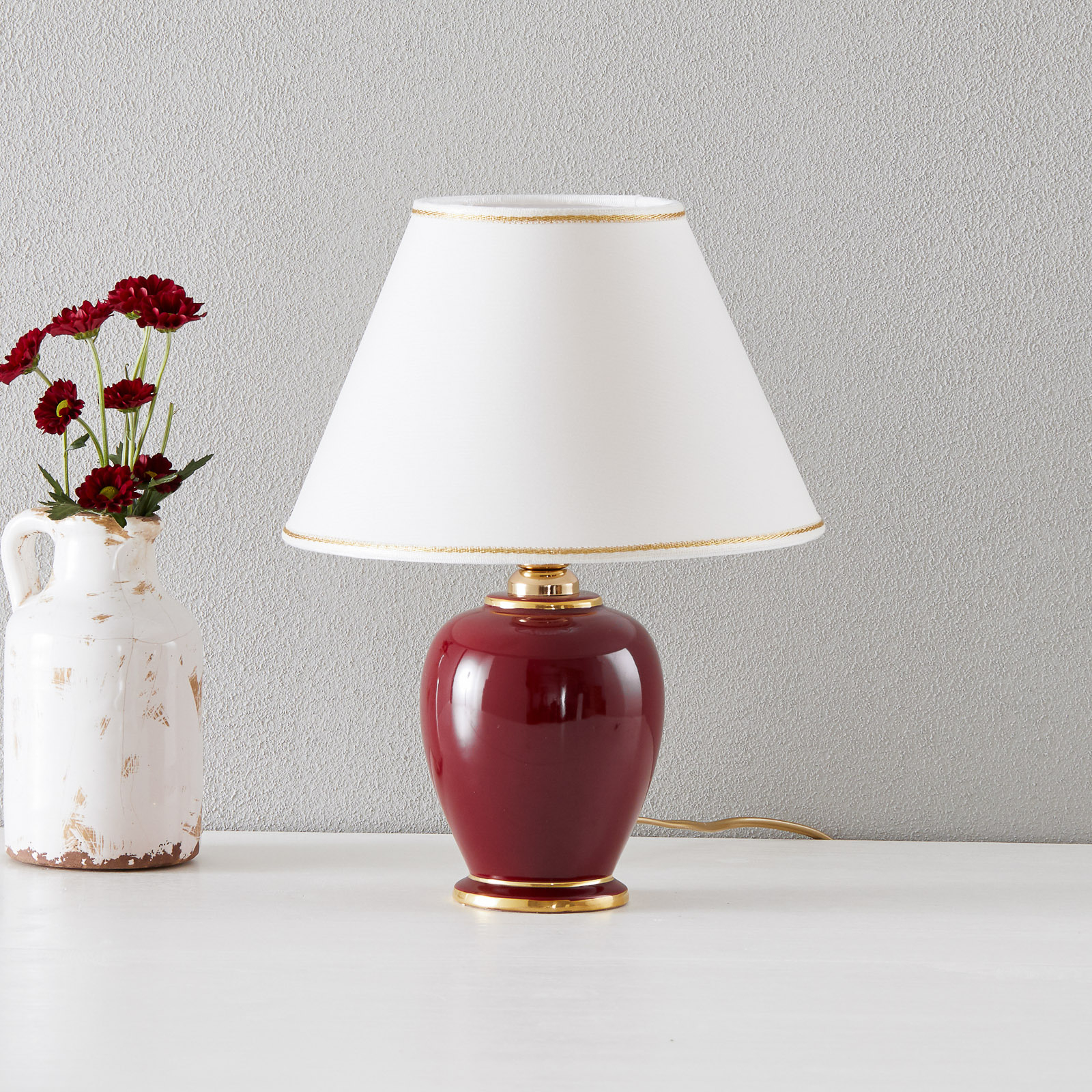 Austrolux Tischlampe Giardino Bordeaux, Keramik, 24 Karat
