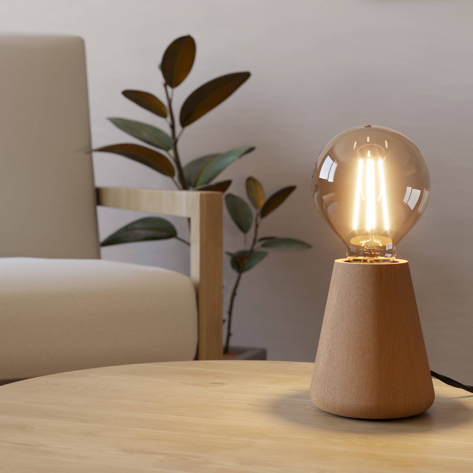 EGLO Asby tafellamp, licht hout, hoogte 10 cm, hout