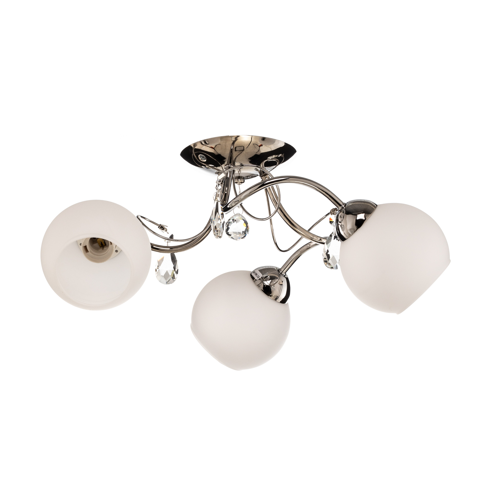 Plafonnier Livia Pro, chromé/blanc, à trois lampes