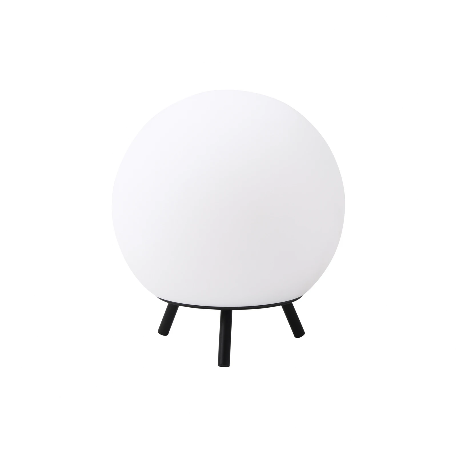 Lindby LED-Akkutischlampe Aurilia, schwarz/weiß, Eisen, IP44
