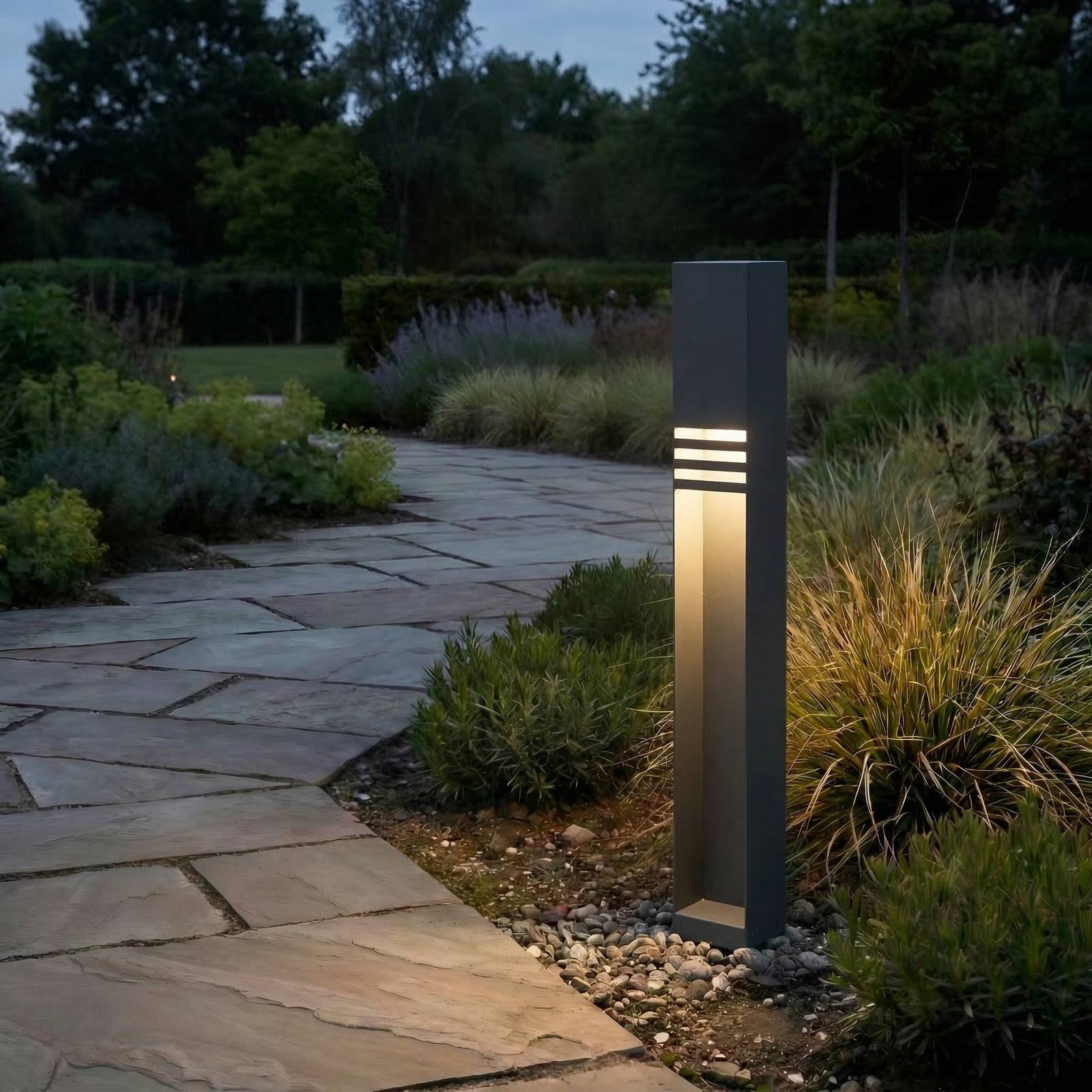 Lucande LED tuinpadverlichting Oxido, antraciet, hoogte 80 cm, IP44