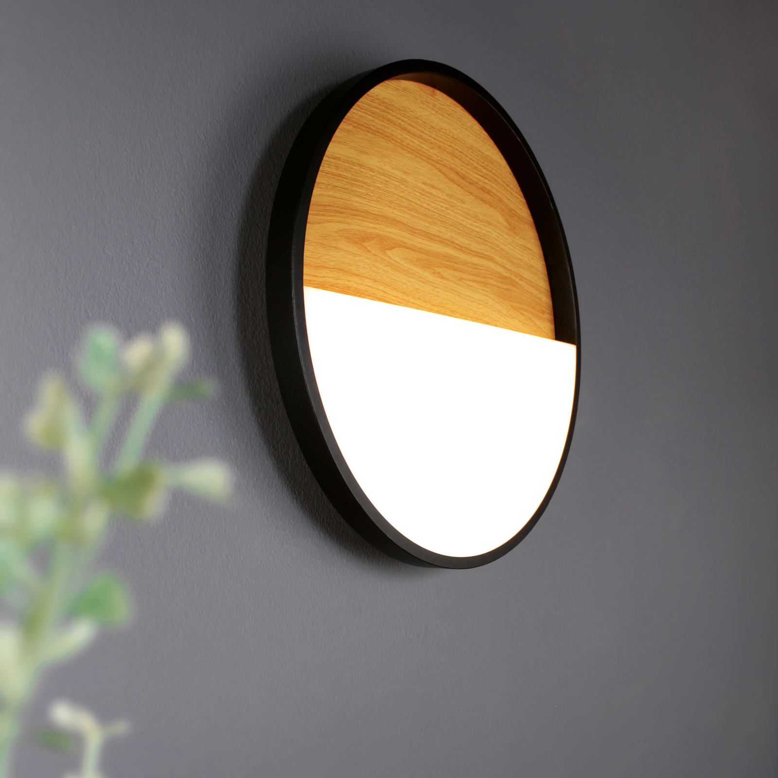 Kinkiet LED Vista, jasne drewno/czarny, 40 x 40 cm