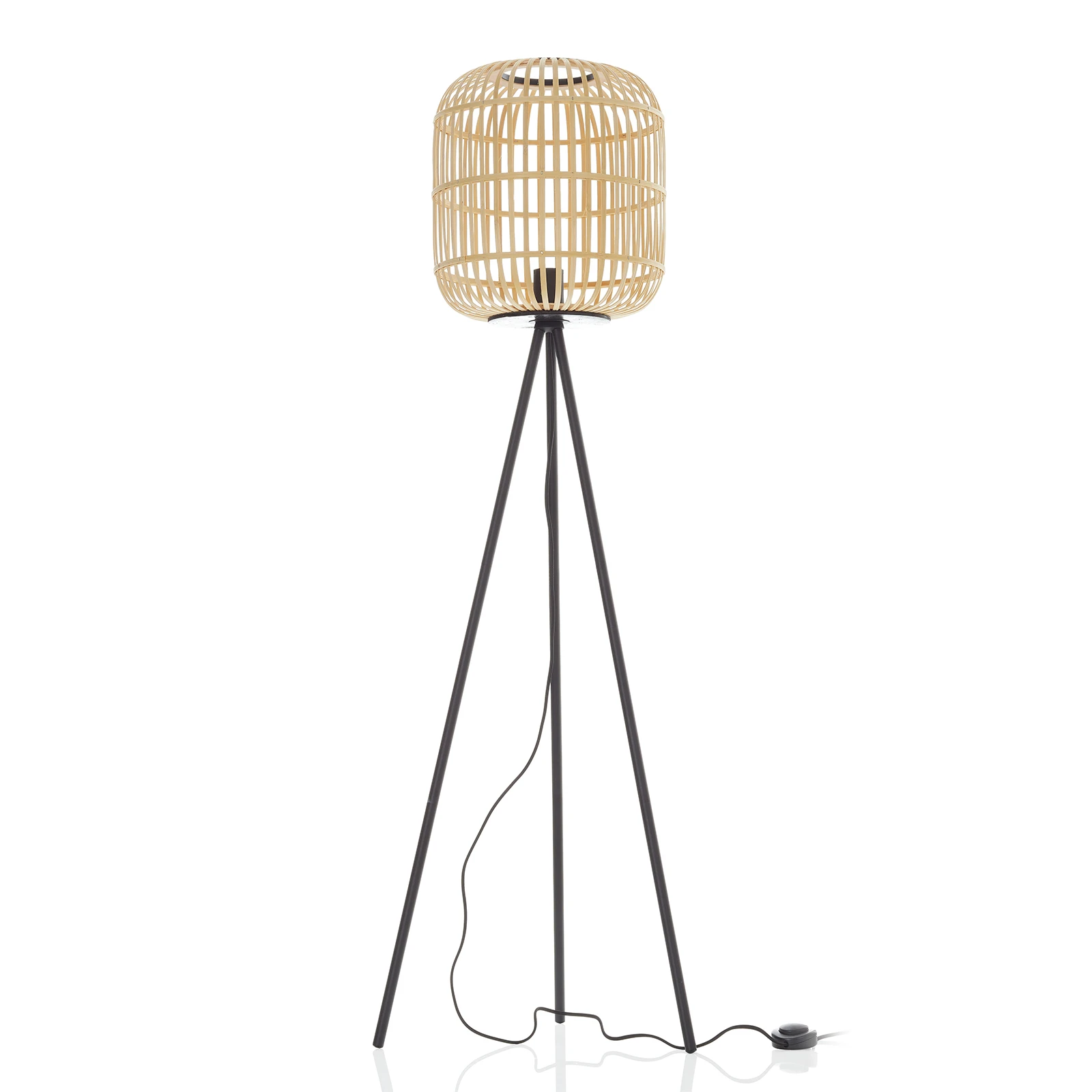 Bordesley tronožna podna lampa s drvenim sjenilom