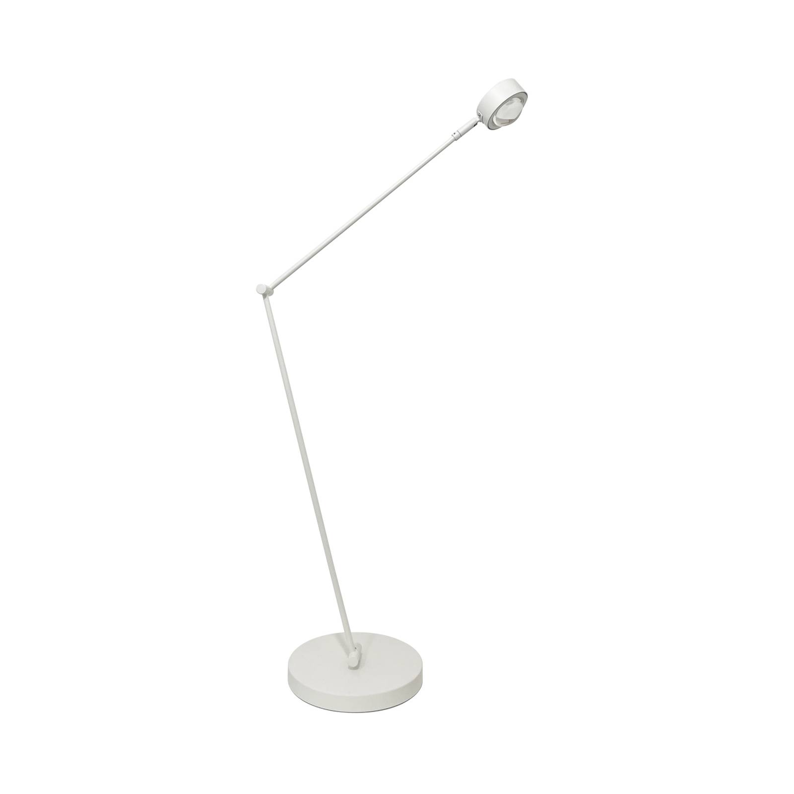 Lindby Stojací lampa Jyla, bílá, nastavitelná, čočka, 4200K