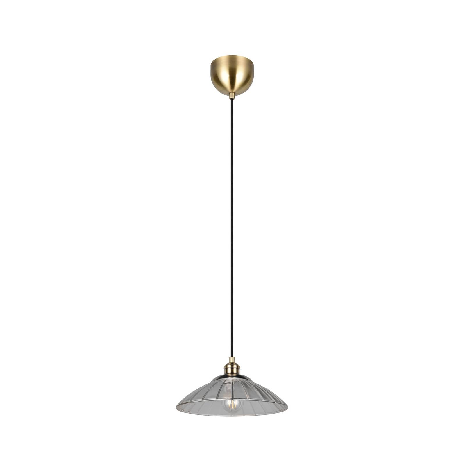 Hängelampe Eluna, klar/altmessing Ø 30 cm Glas/Metall 1-flg.