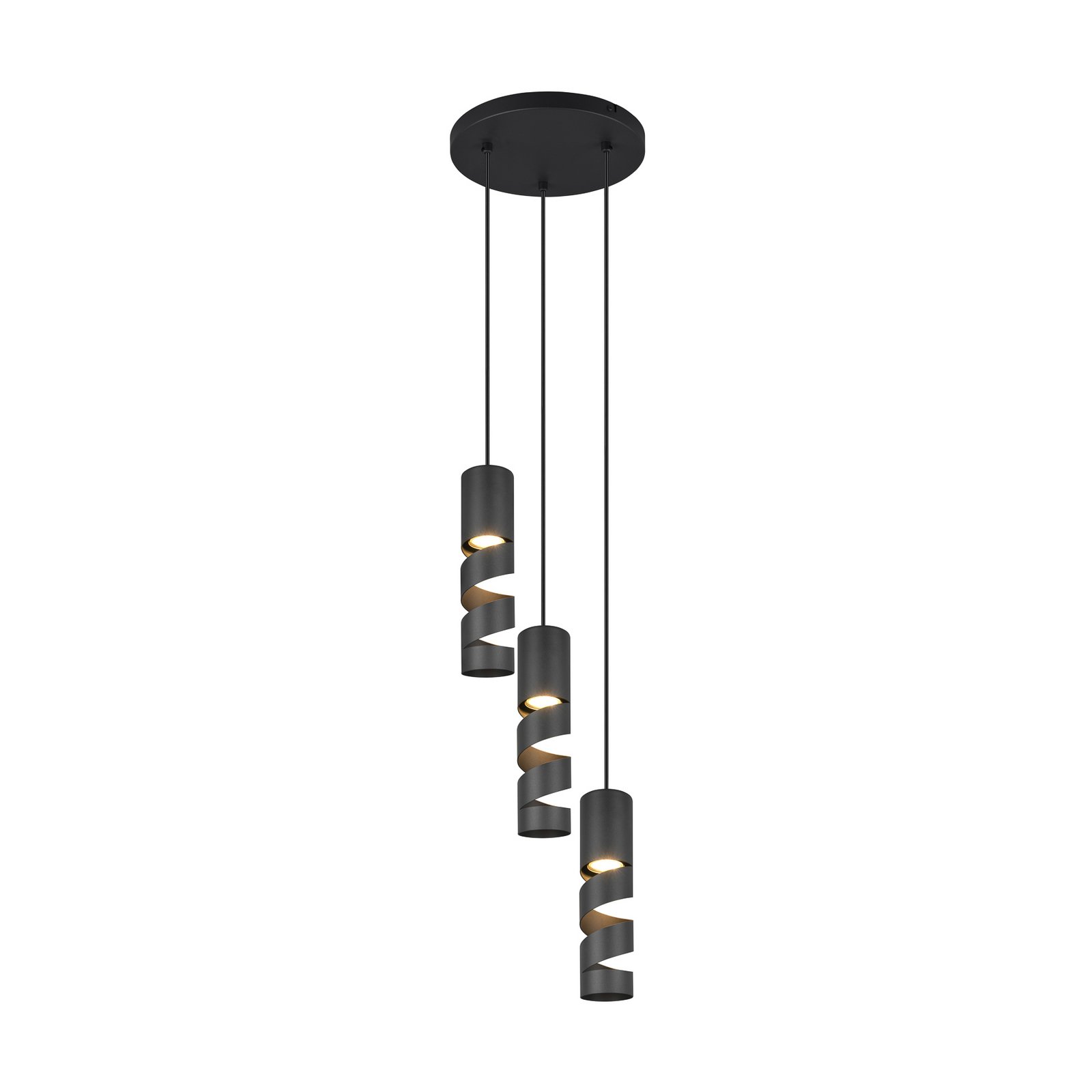 Stream pendant light, black, Ø 28 cm, 3-bulb, metal, GU10