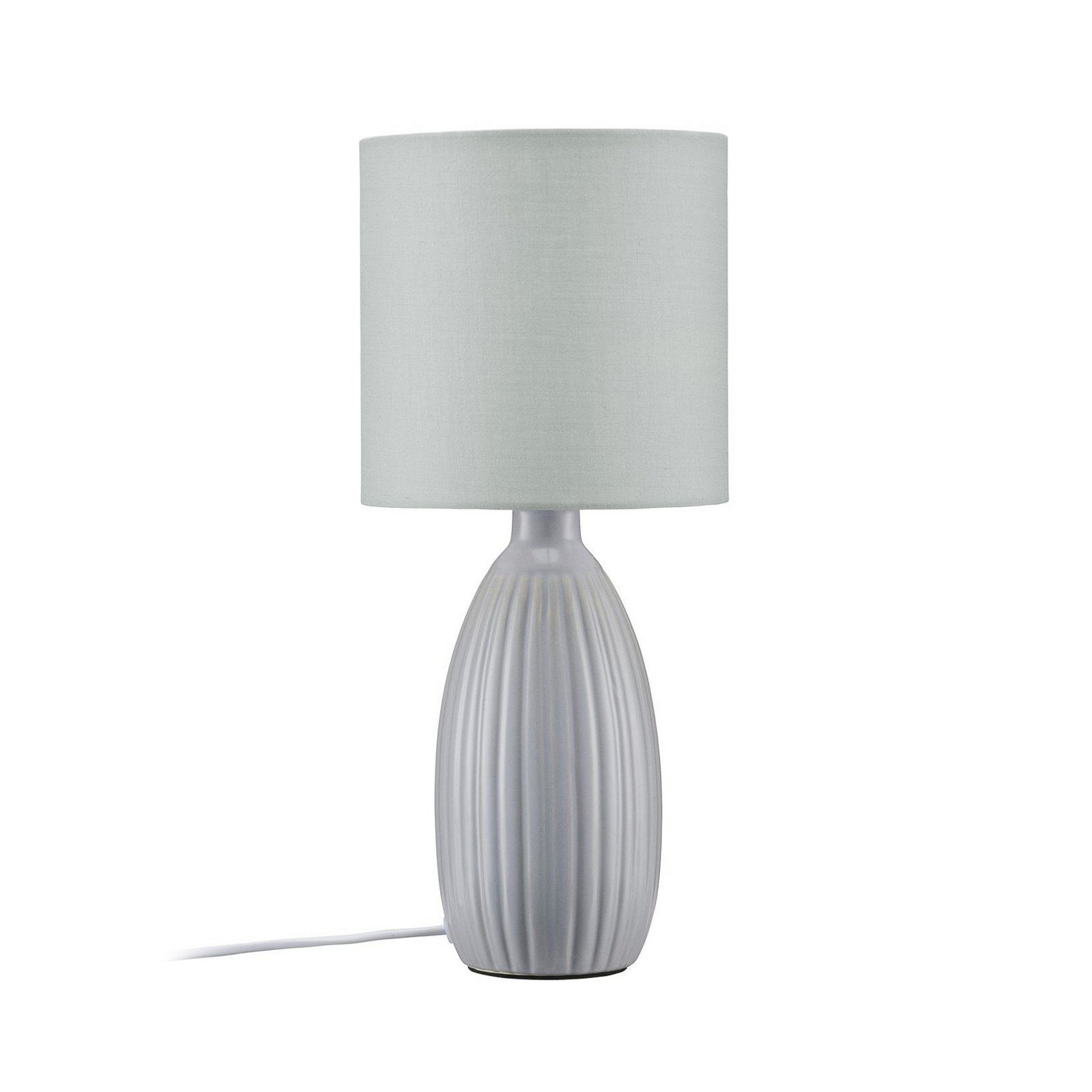 PR Home Lampe de table Uno, gris clair, hauteur 47 cm, textile/céramique