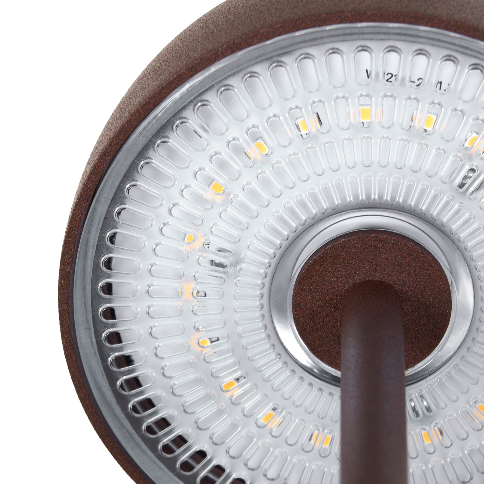 Lindby LED-es, újratölthető asztali lámpa Arietty, barna, alumínium, Ø