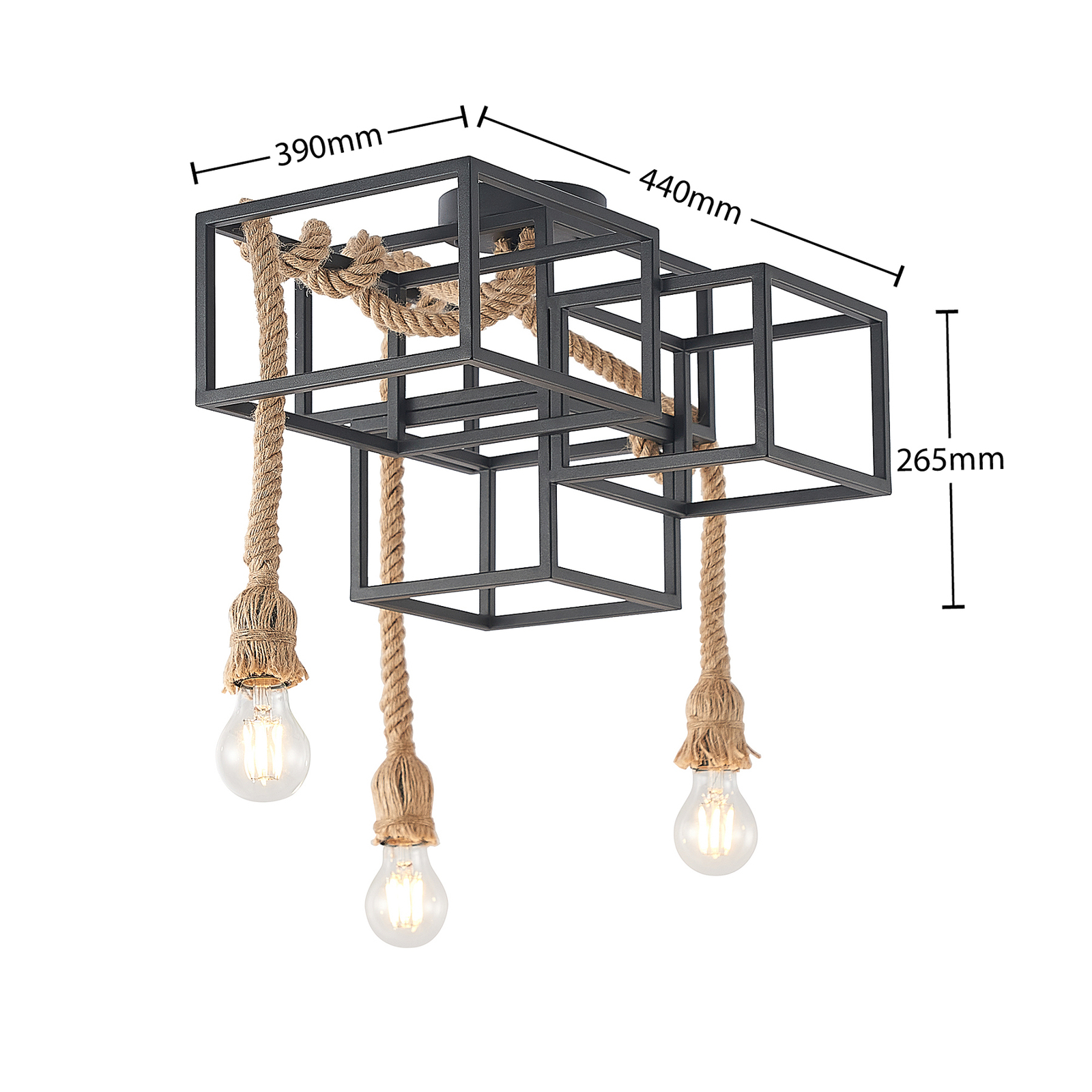 Lucande Andrik plafondlamp, 3-lamps