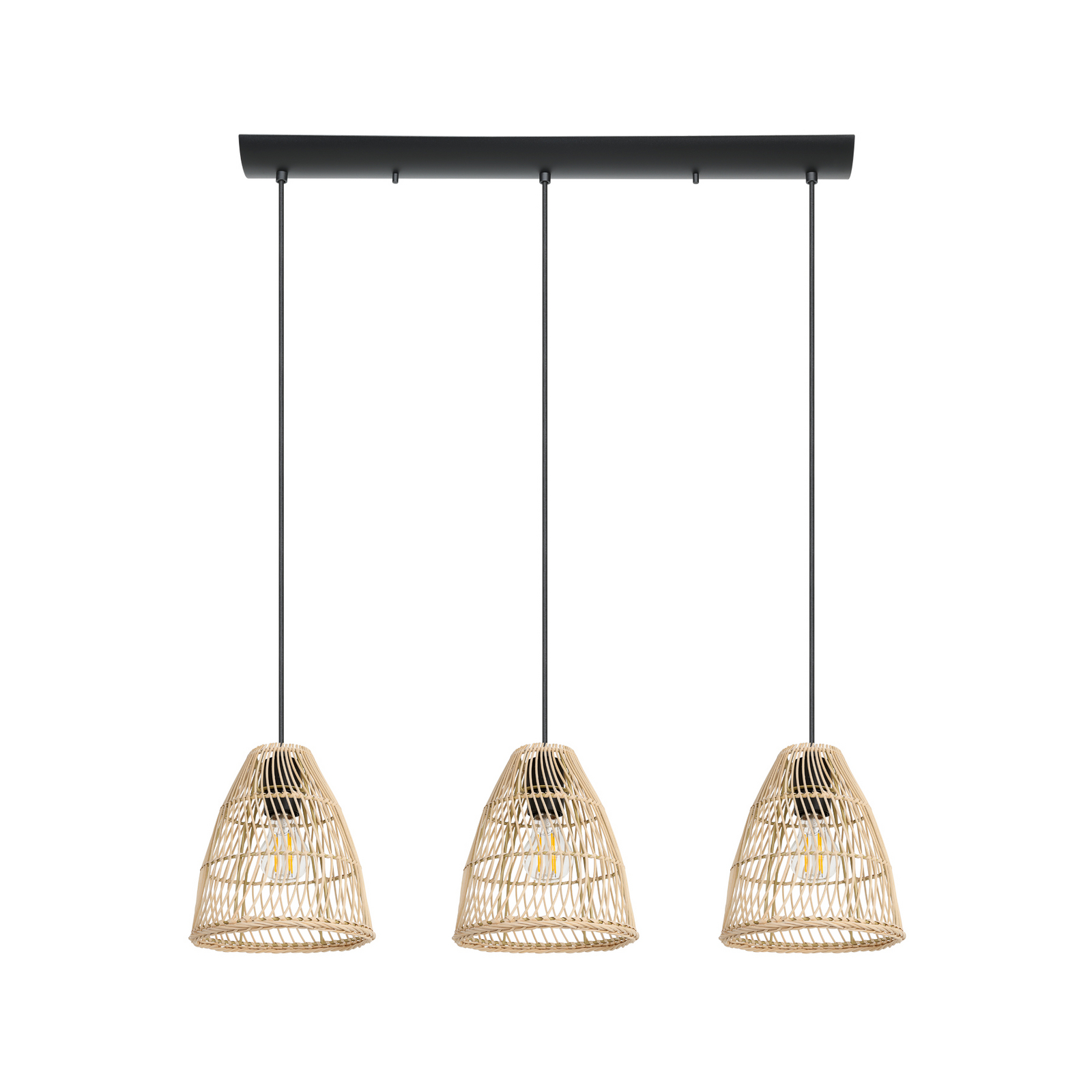 Ayesgarth lampă suspendată cu 3 abajururi ratan Ayesgarth lampă suspendată cu 3 abajururi ratan