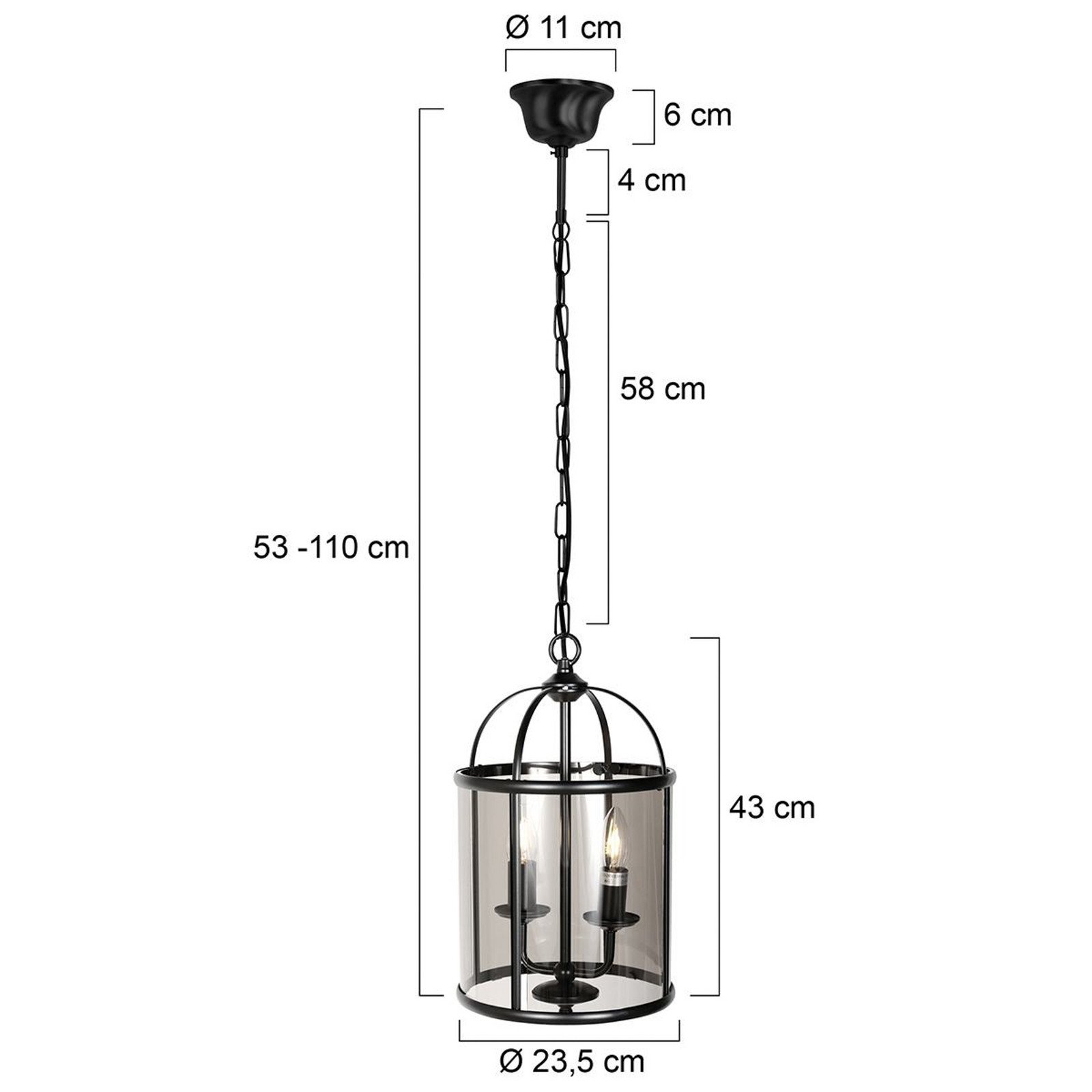Steinhauer Lampă suspendată Pimpernel Ø 23 cm negru - Hol - Antichitate - negru transparent - Metal