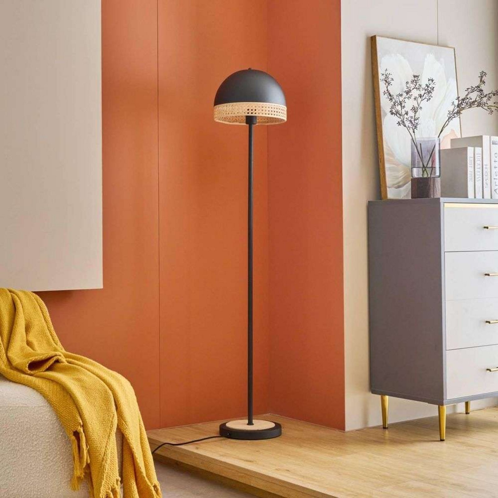 Lonnaris Lampadar Black/Nature - Lindby