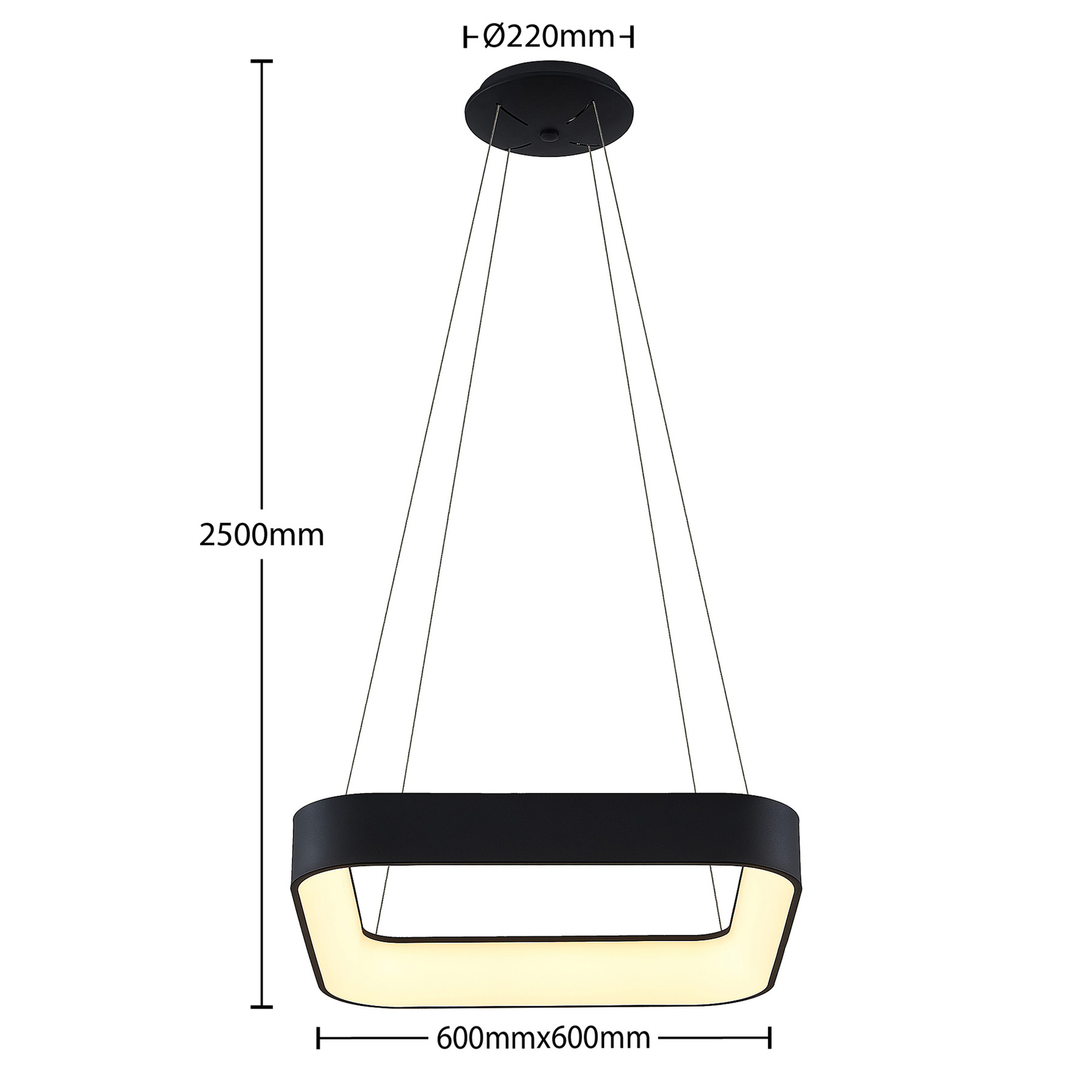 Arcchio Aleksi LED-hengelampe, 60 cm, kantet