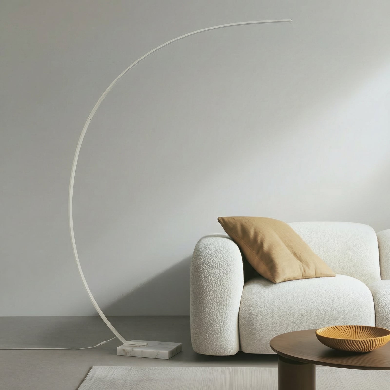 Lindby LED-Bogenstehleuchte Kendra, weiß, Alu, Höhe 180cm