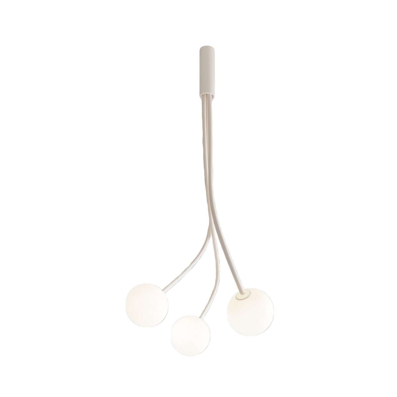 Karman Moony ceiling lamp, white, 3-bulb, height 150 cm, glass