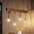 Lindby Asya hængelampe, 4 lyskilder, træ, krom