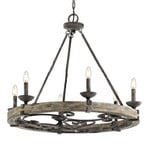 Rustic chandelier Taulbee, six-bulb