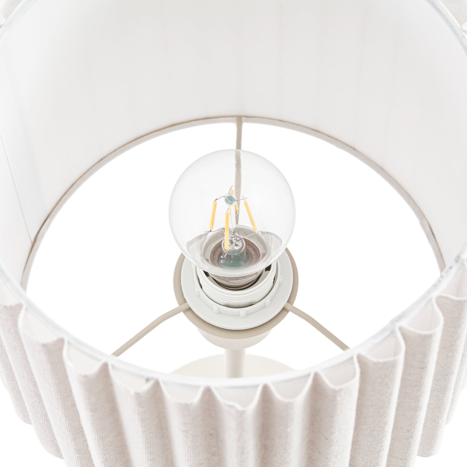 Stolní lampa Libbie, výška 45 cm, plátno, krémová, E27 – Lindby