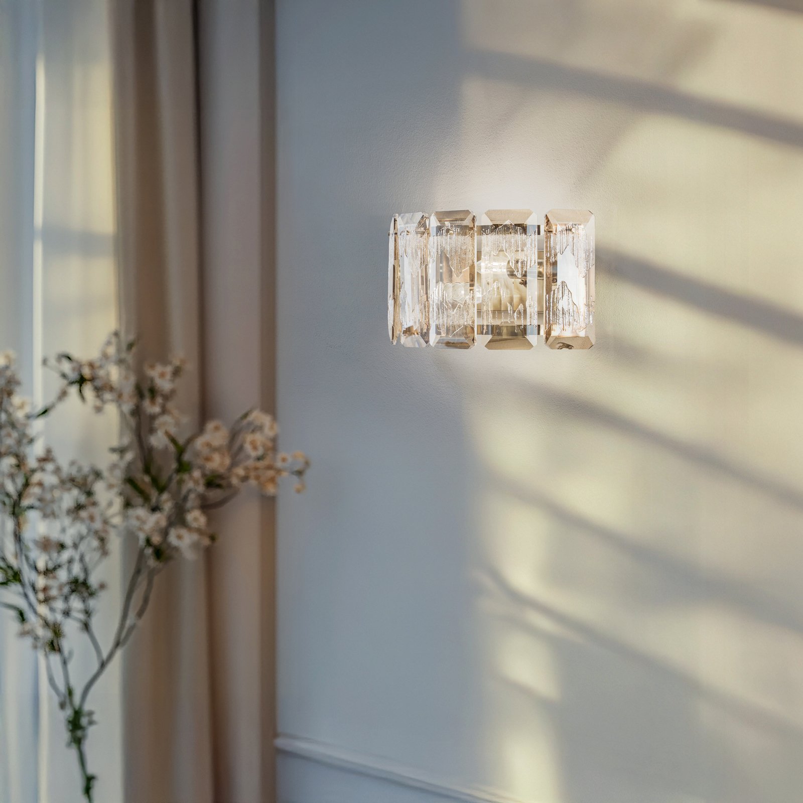 Candeeiro de parede Orvin latão antigo largura 33 cm vidro/metal 2 lâmpadas