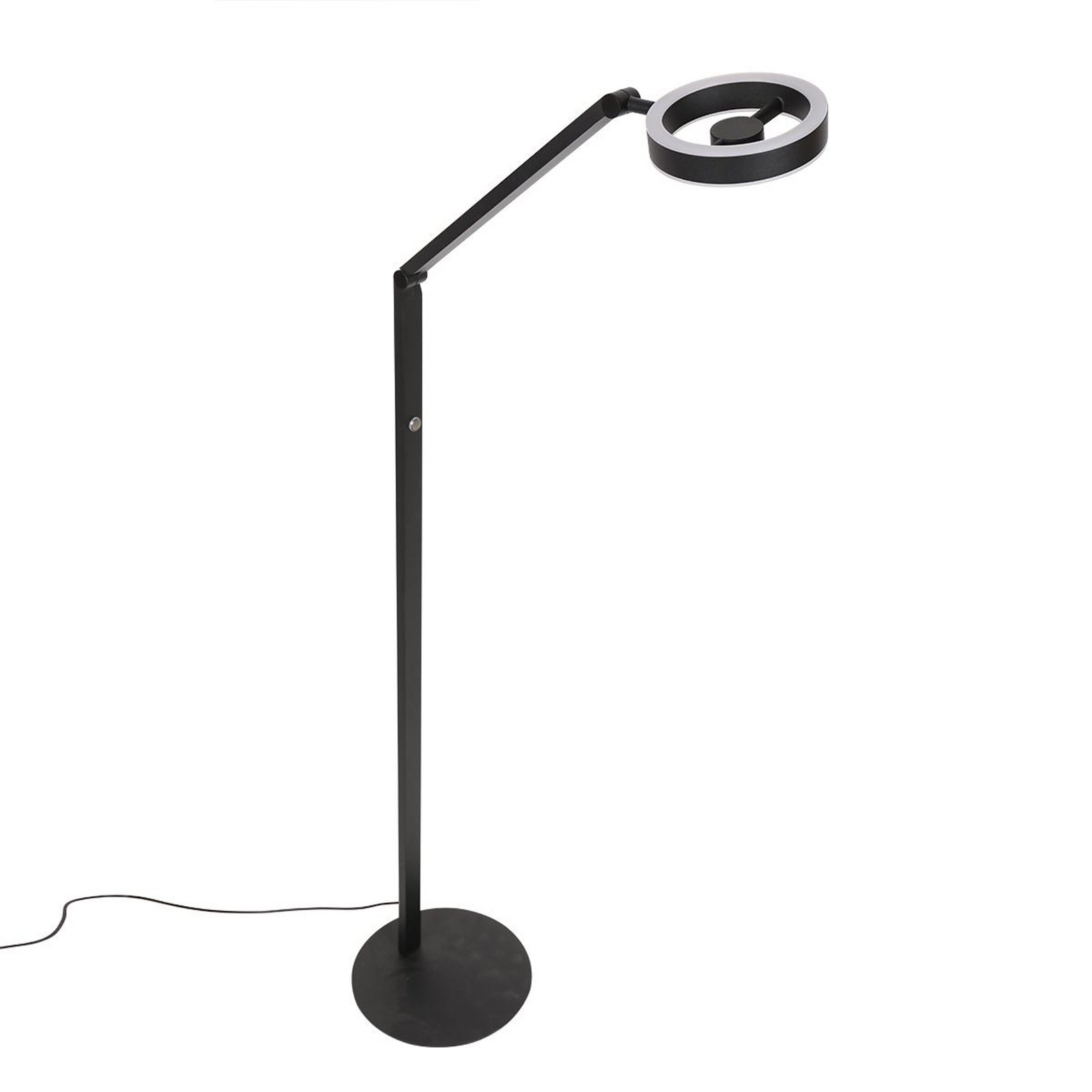 LED-Stehleuchte Ringlux, schwarz, Metall, verstellbar