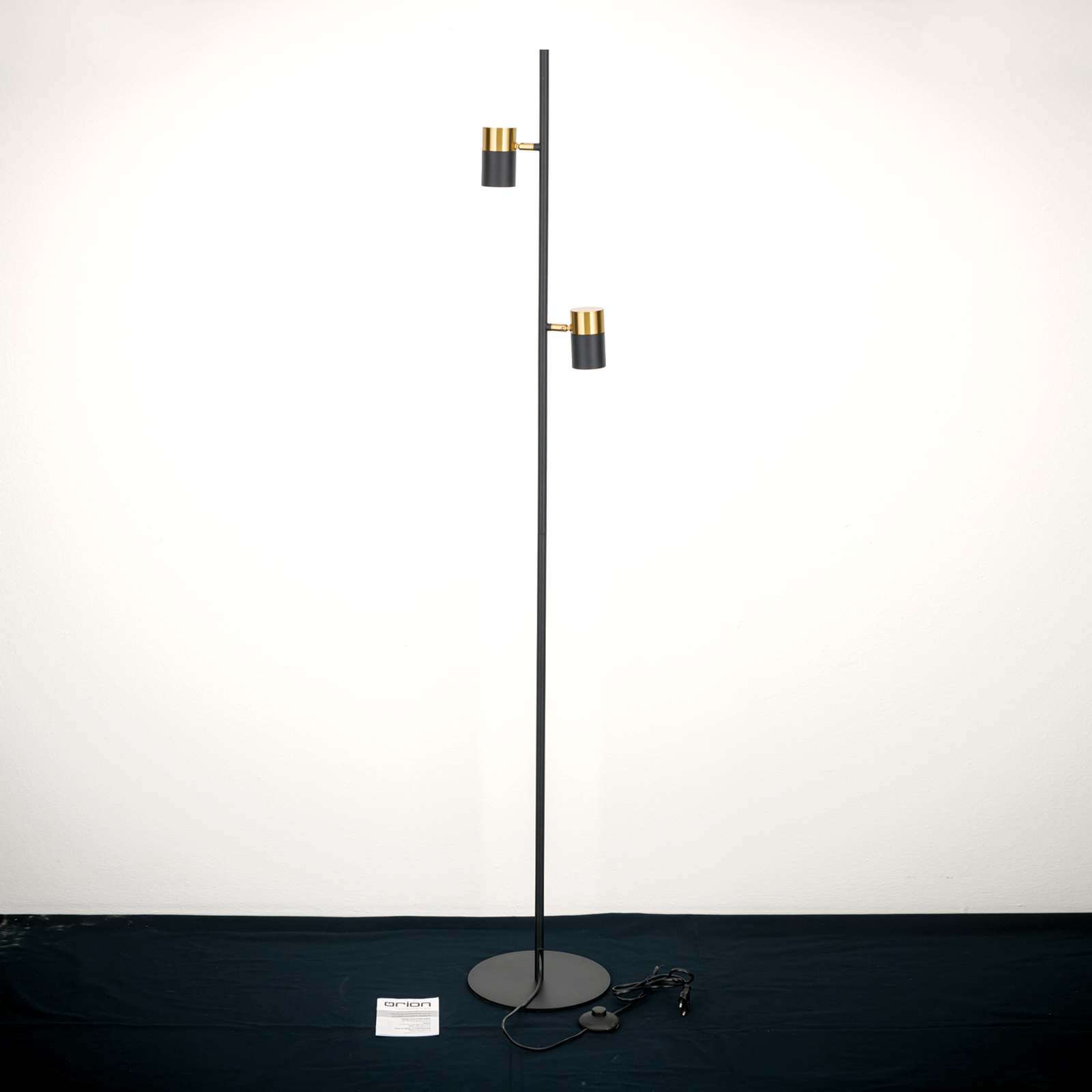 Kevin floor lamp, 2-bulb, black/gold