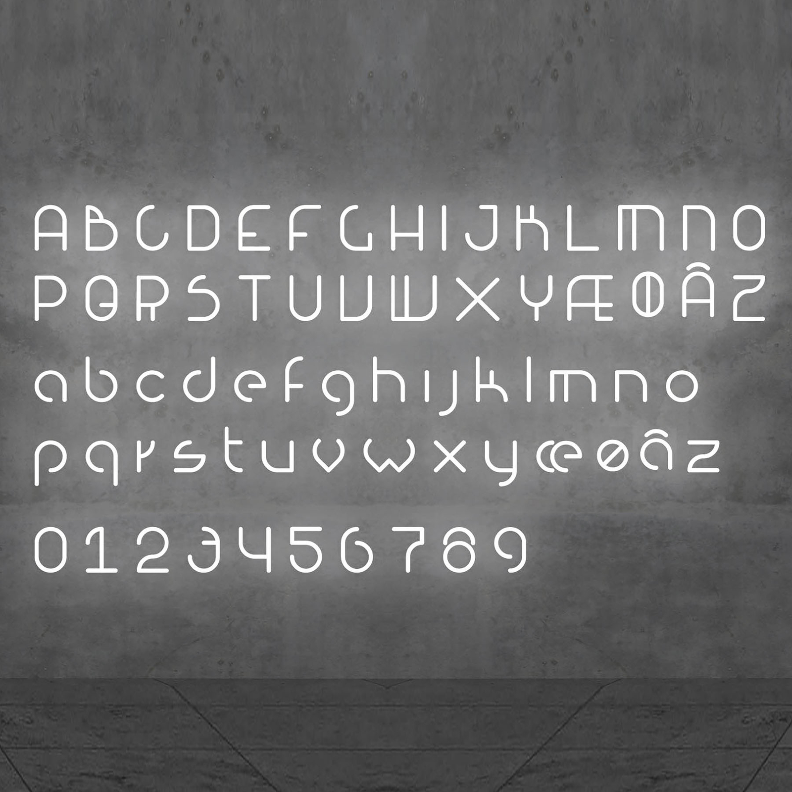 Artemide Alphabet of Light wall lower case w, for Living / Dining Room, methacrylate, aluminium, 24 W, energy efficiency: A++, W: 110 cm, H: 70 cm