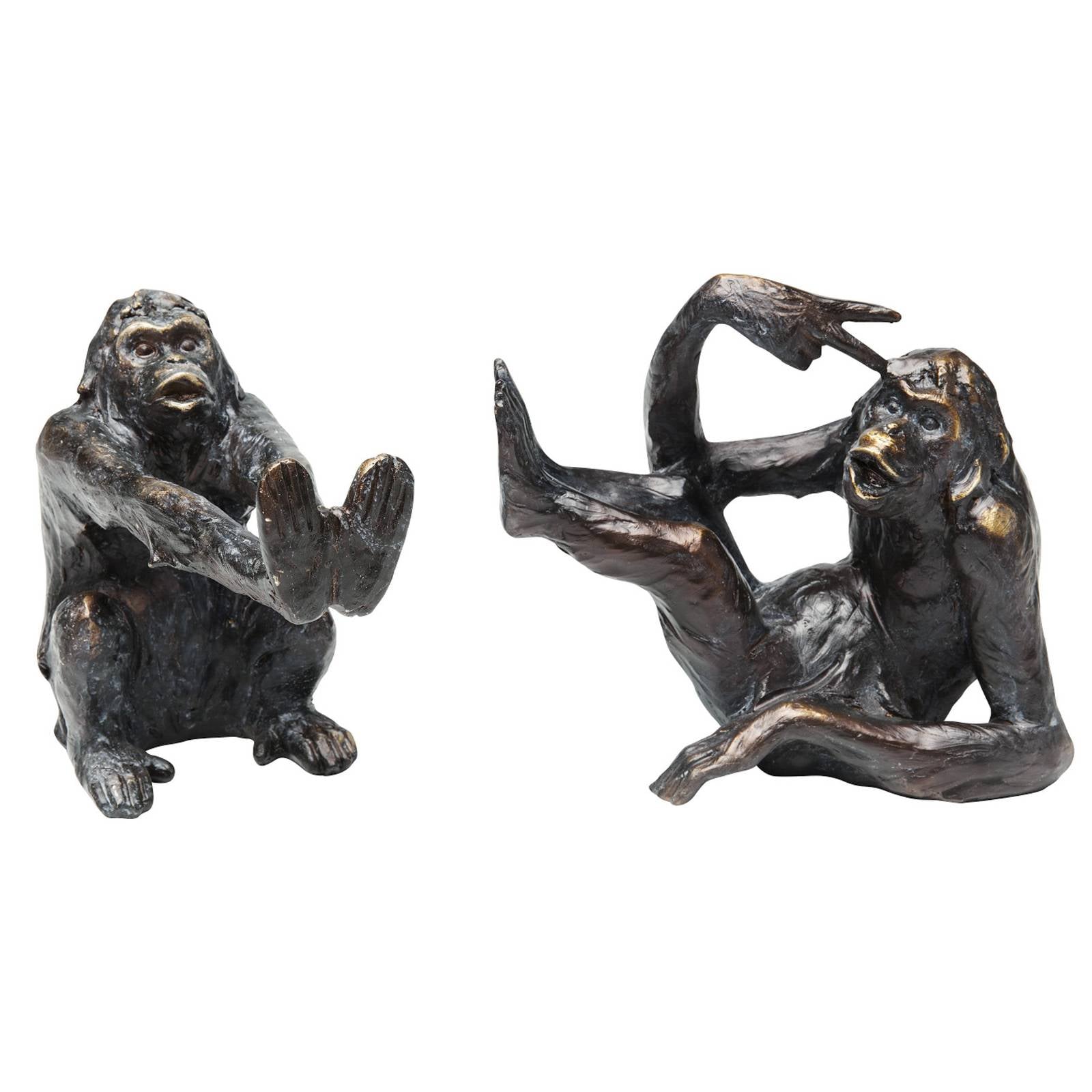 KARE Buchstütze Monkey, Polyresin, schwarz, 2er-Set
