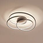 Lindby LED stropní svítidlo Kateryna, černé, Ø 60 cm, stmívatelné