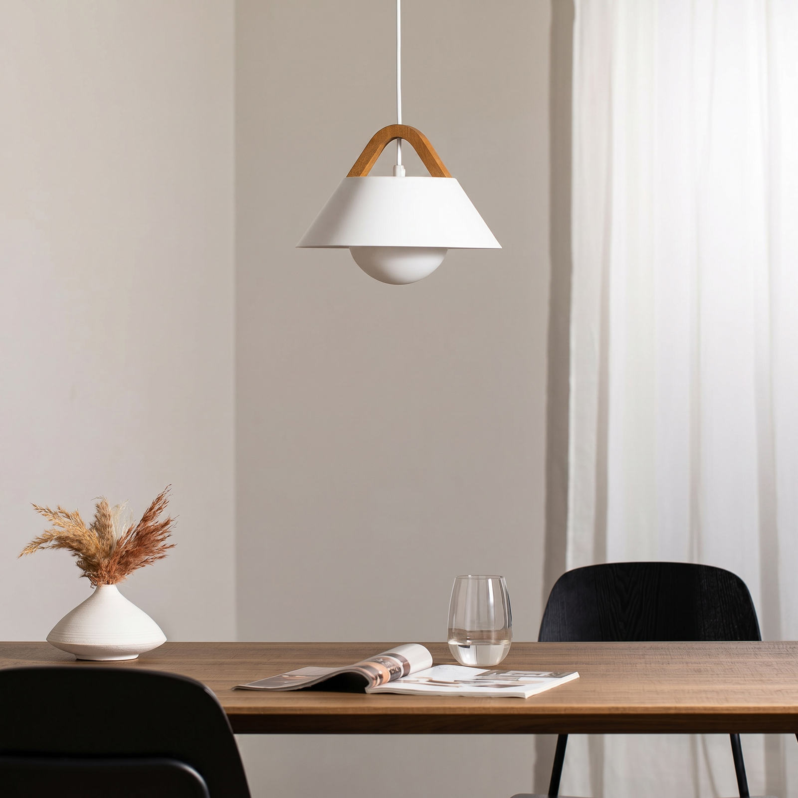 Hanglamp Funda, wit, Ø 30 cm, 1-lamp, metaal/glas Hanglamp Funda, wit, Ø 30 cm, 1-lamp, metaal/glas