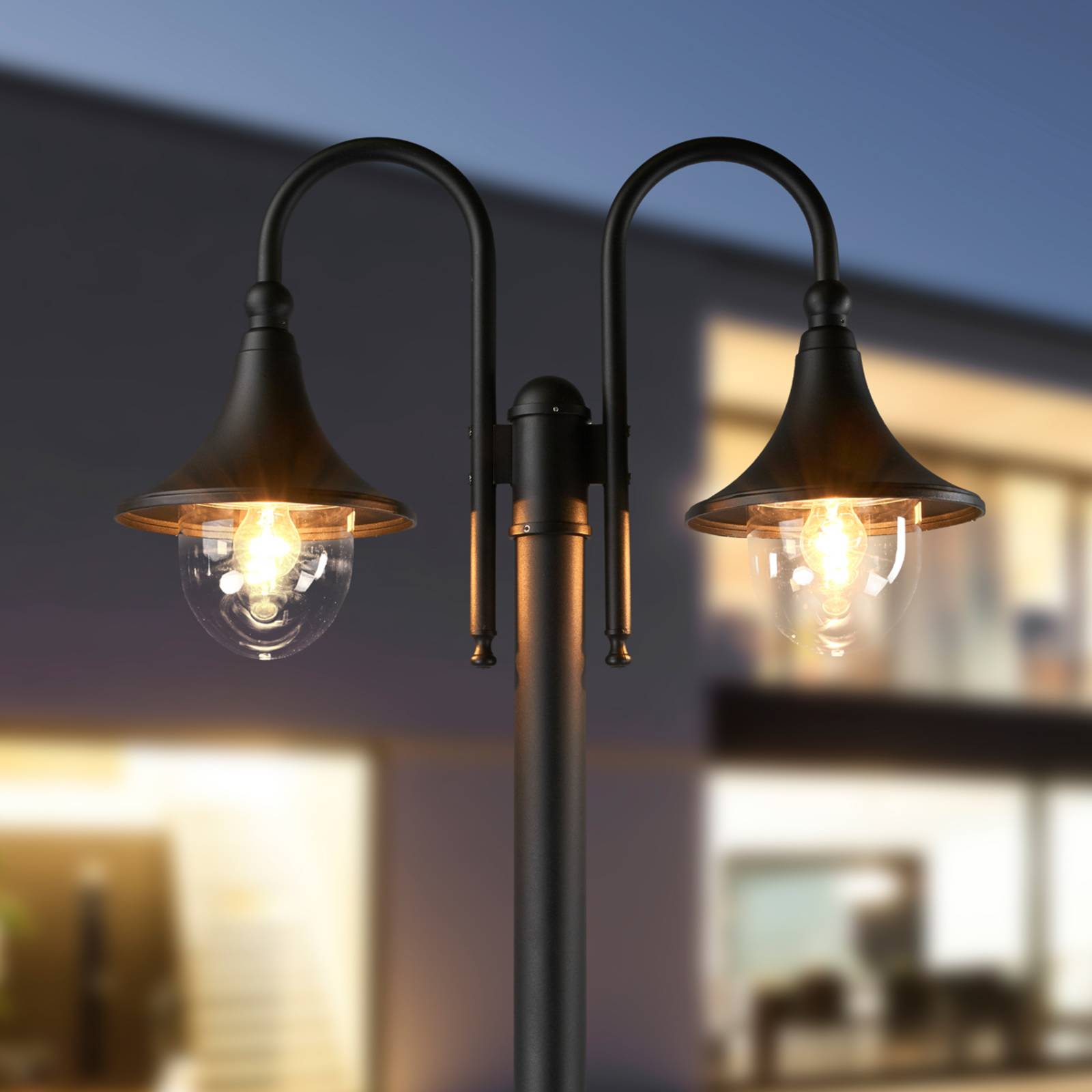 2-lichts lantaarnpaal Lilou van aluminium