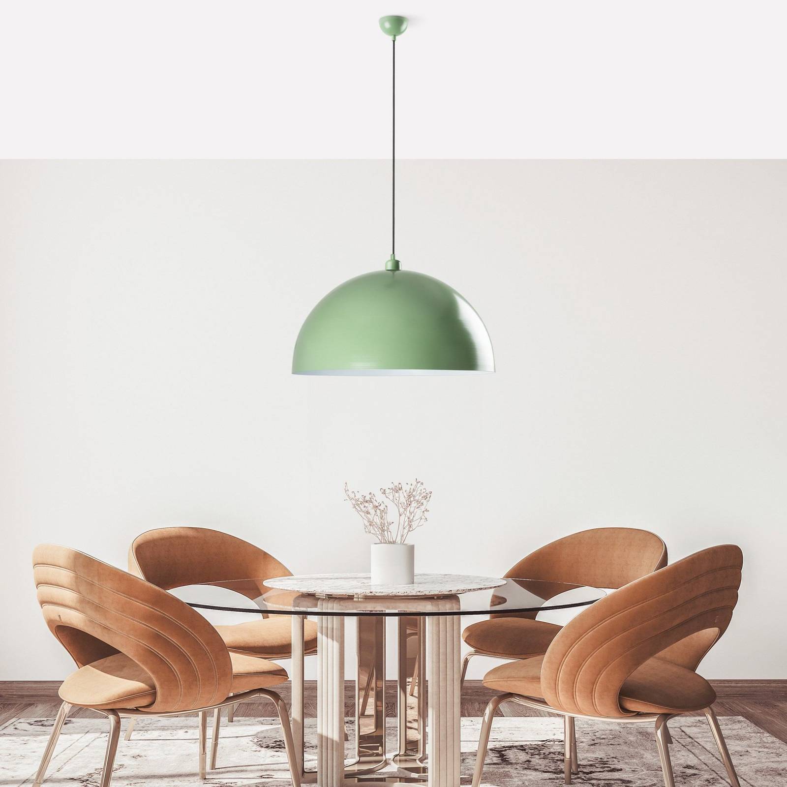 Żyrandol Kure, miętowo-zielona, metal, Ø 60 cm, E27