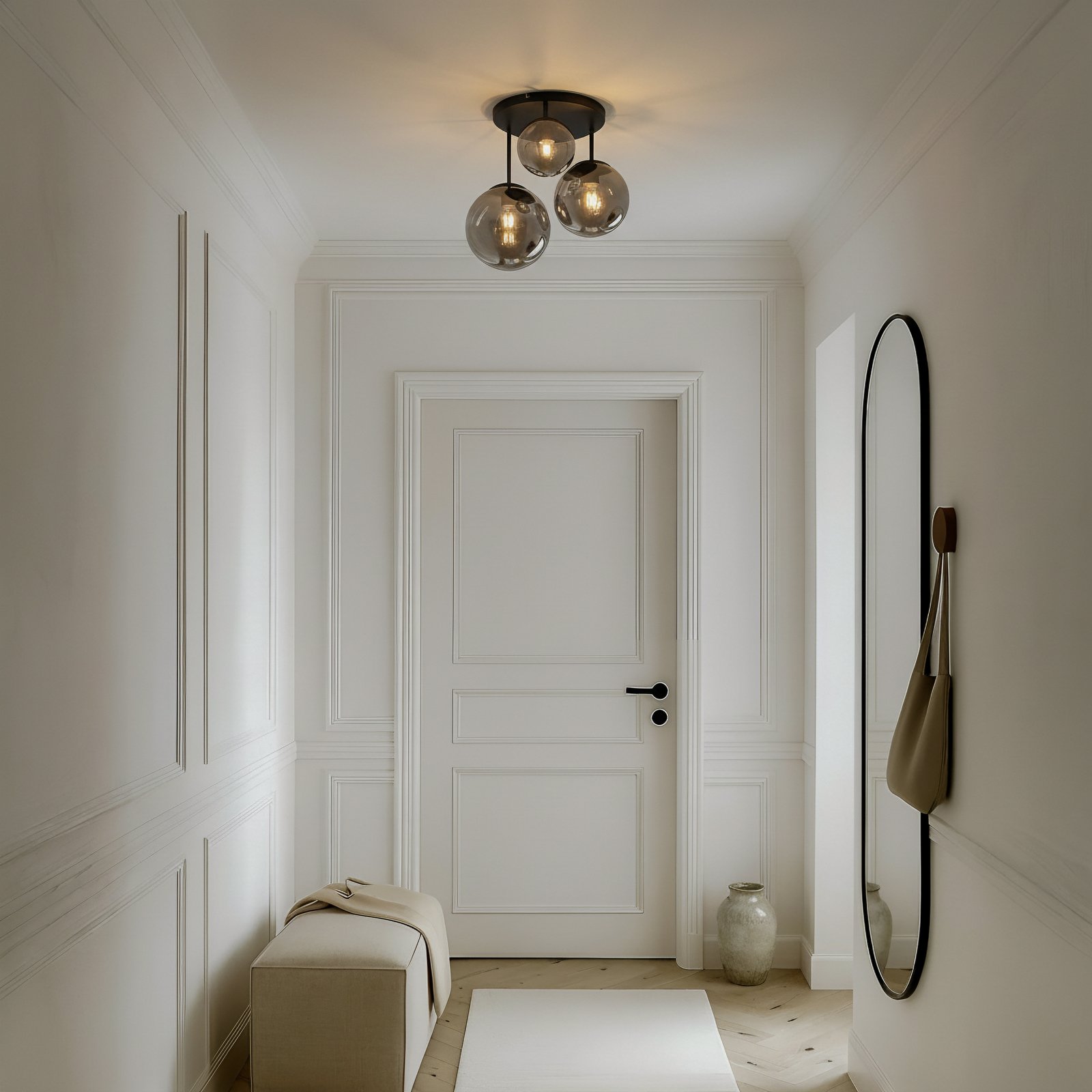 Φωτιστικό οροφής Lindby Teeja, καπνός, 3-φωτιστικό, Ø47cm, γυαλί, E27 Φωτιστικό οροφής Lindby Teeja, καπνός, 3-φωτιστικό, Ø47cm, γυαλί, E27