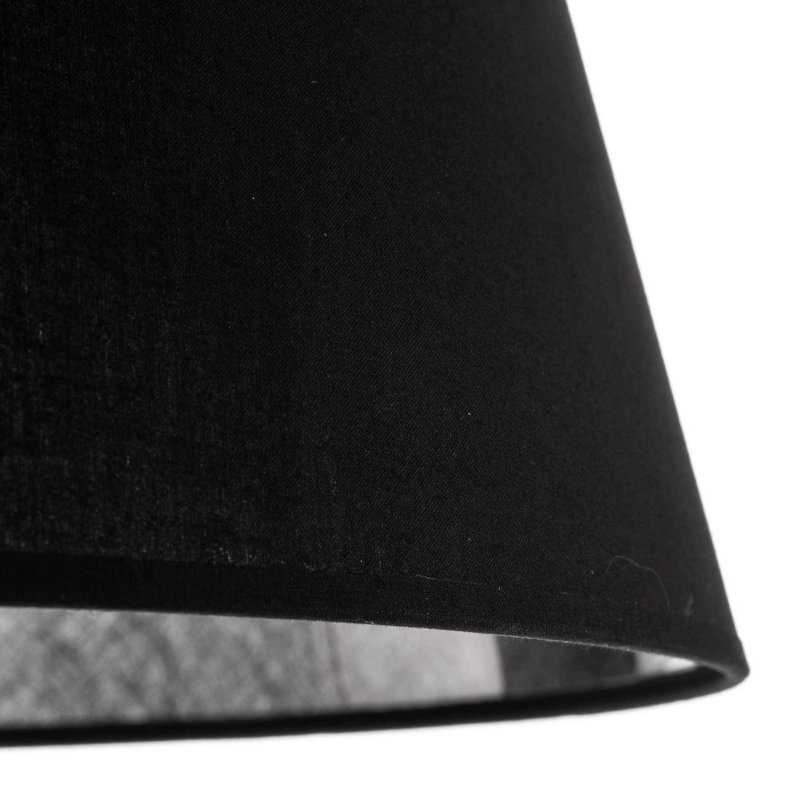 Textilní stojací lampa Fulda, černé stínidlo, chromový podstavec
