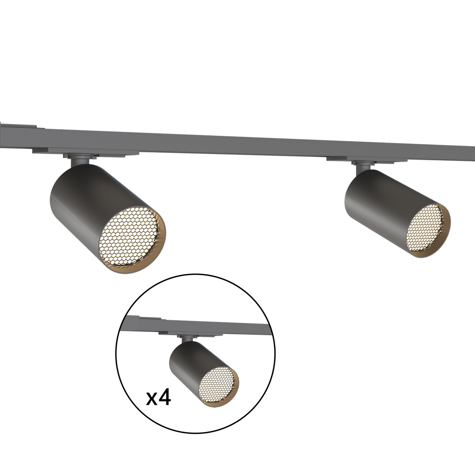 Calex Schienenset, 4 GU10-Spots, schwarz, Länge 2 m, Metall