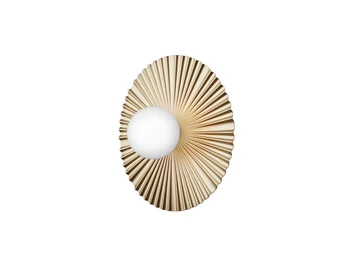 Plafón Liila Muuse, IP44, dorado/ópalo, Ø 42 cm - Nuura