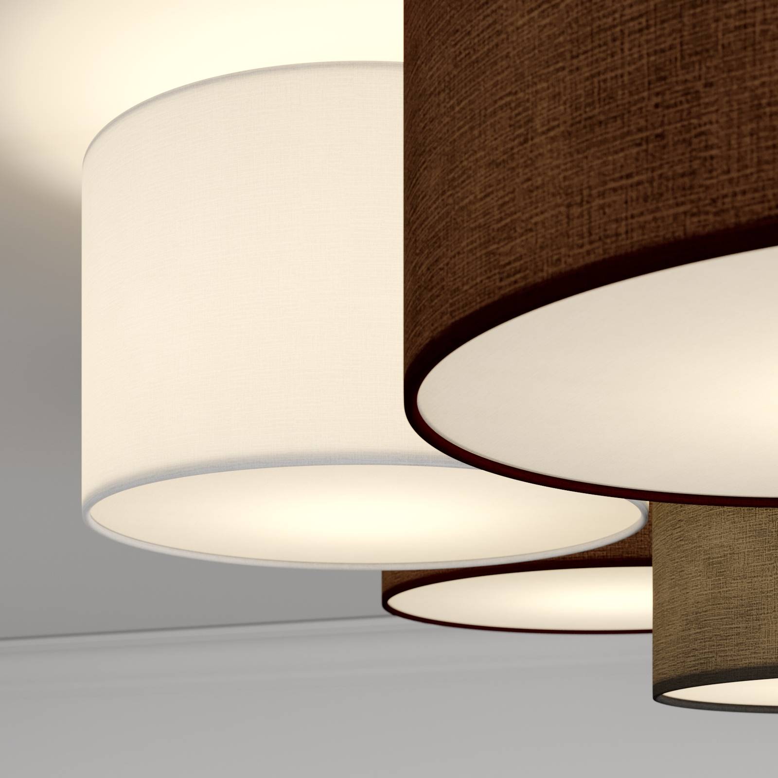 Lampa sufitowa Lindby Laurenz, Ø 99 cm, 6-punktowa, szary/brązowy