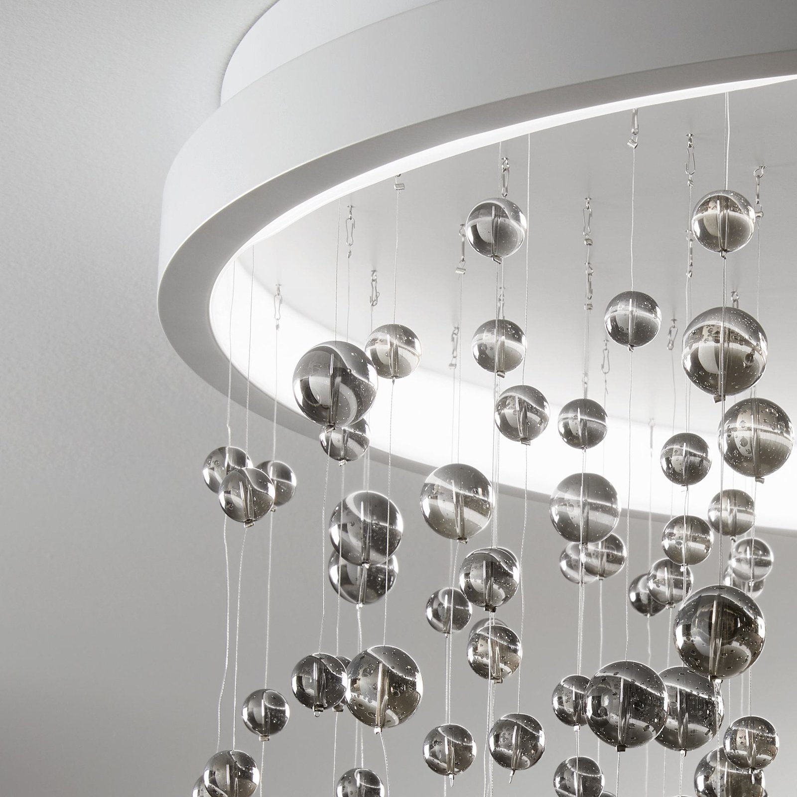 Candeeiro de teto LED Ideal Lux Armony, vidro metálico branco, Ø 50 cm
