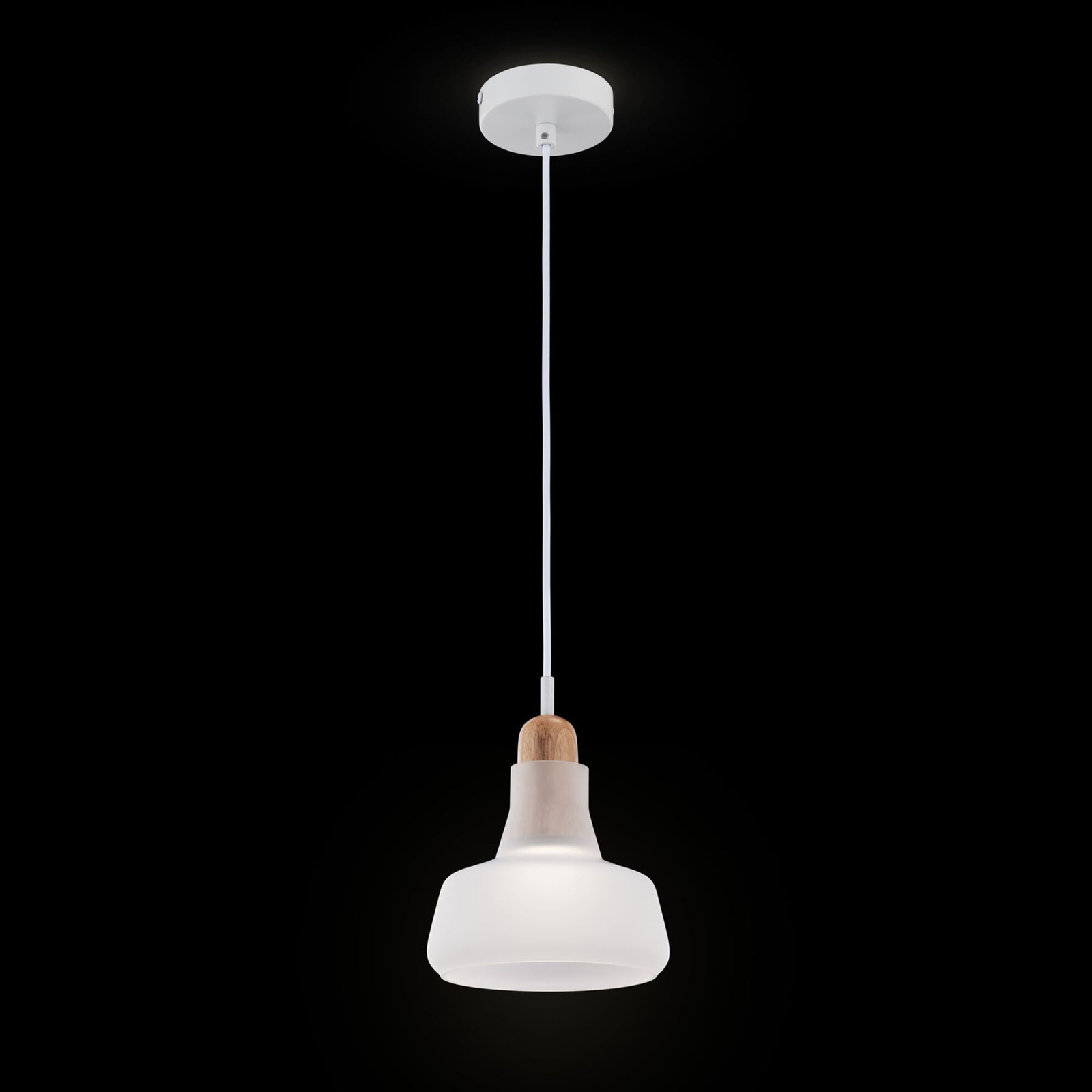 Maytoni Ola hanging light, glass lampshade, Ø 15 cm, white, for Living / Dining Room, metal, glass, GU10, 50 W, energy efficiency: A++, H: 20.5 cm