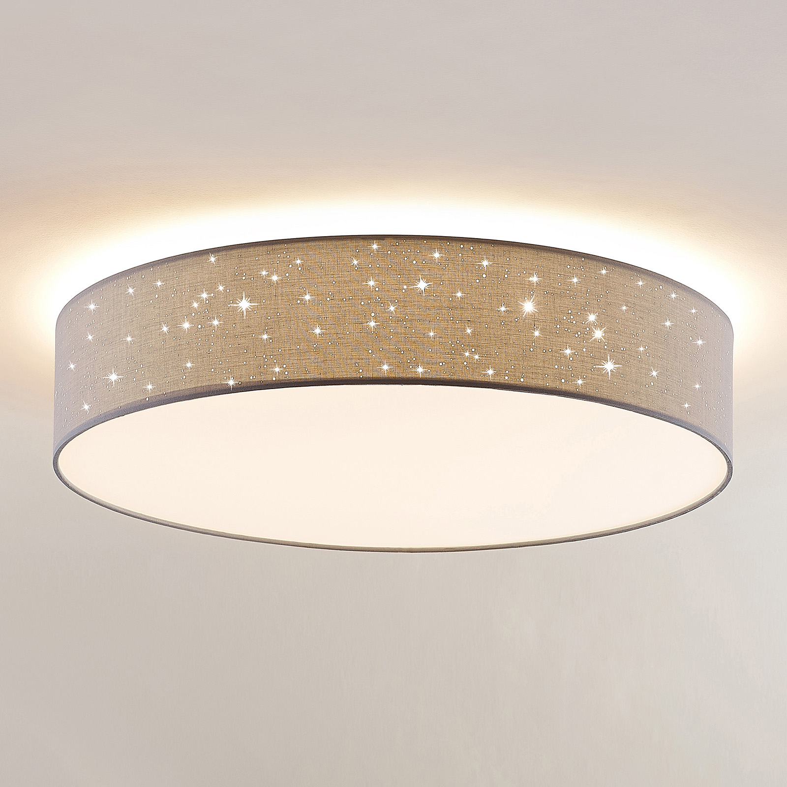 Lindby Ellamina plafón LED, 60 cm, gris claro