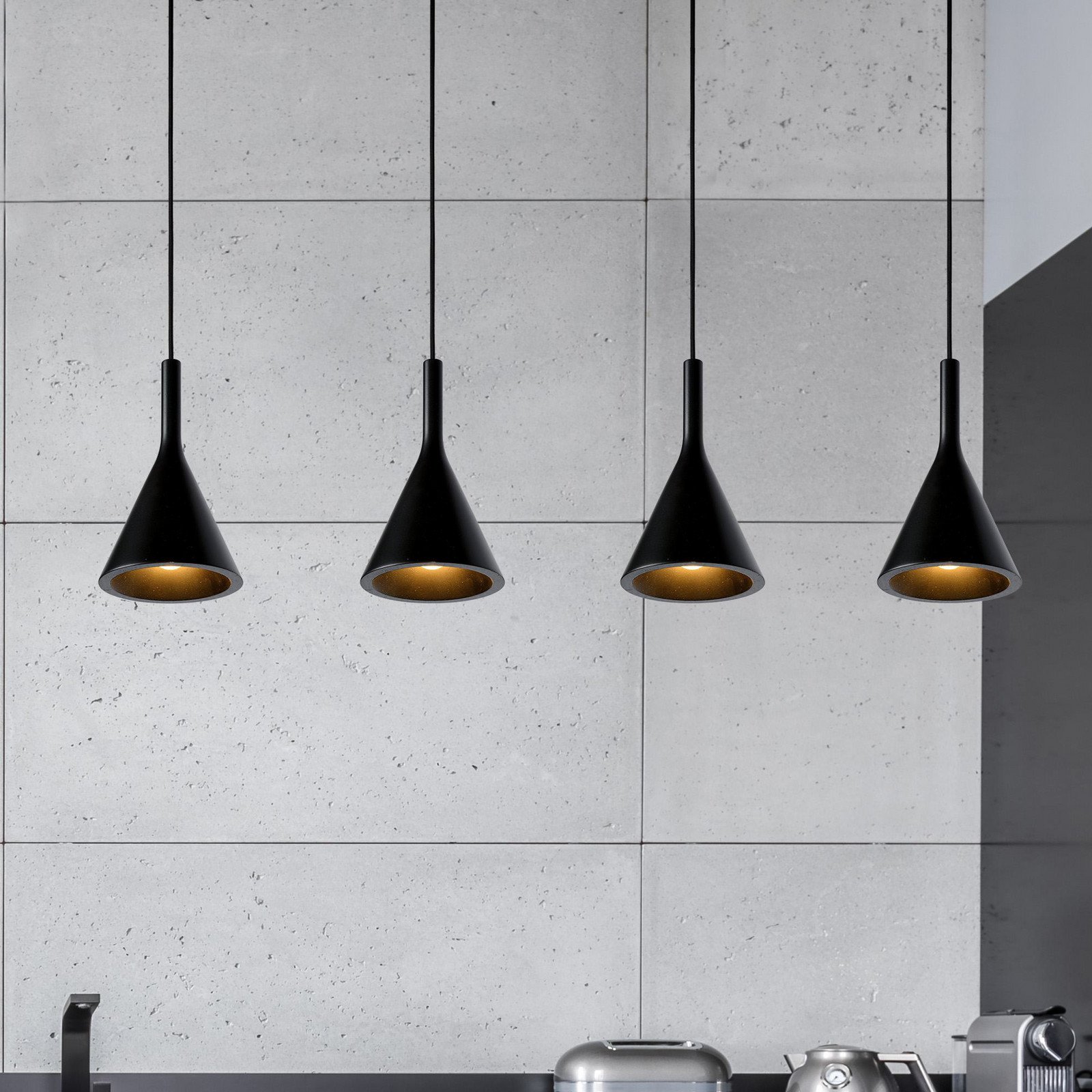 Lucide Lampă suspendată Gipsy. negru gips 120 cm 4 becuri - Camera de zi / sufragerie - Tencuială / Argilă