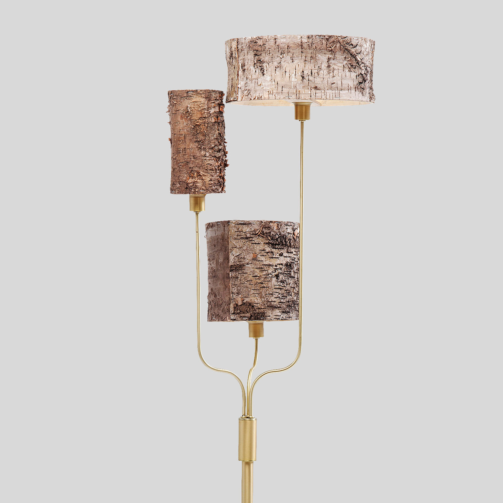Kare KARE Corteccia floor lamp with birch bark, for Living / Dining Room, wood, steel, E14, 40 W, energy efficiency: A++, H: 161 cm