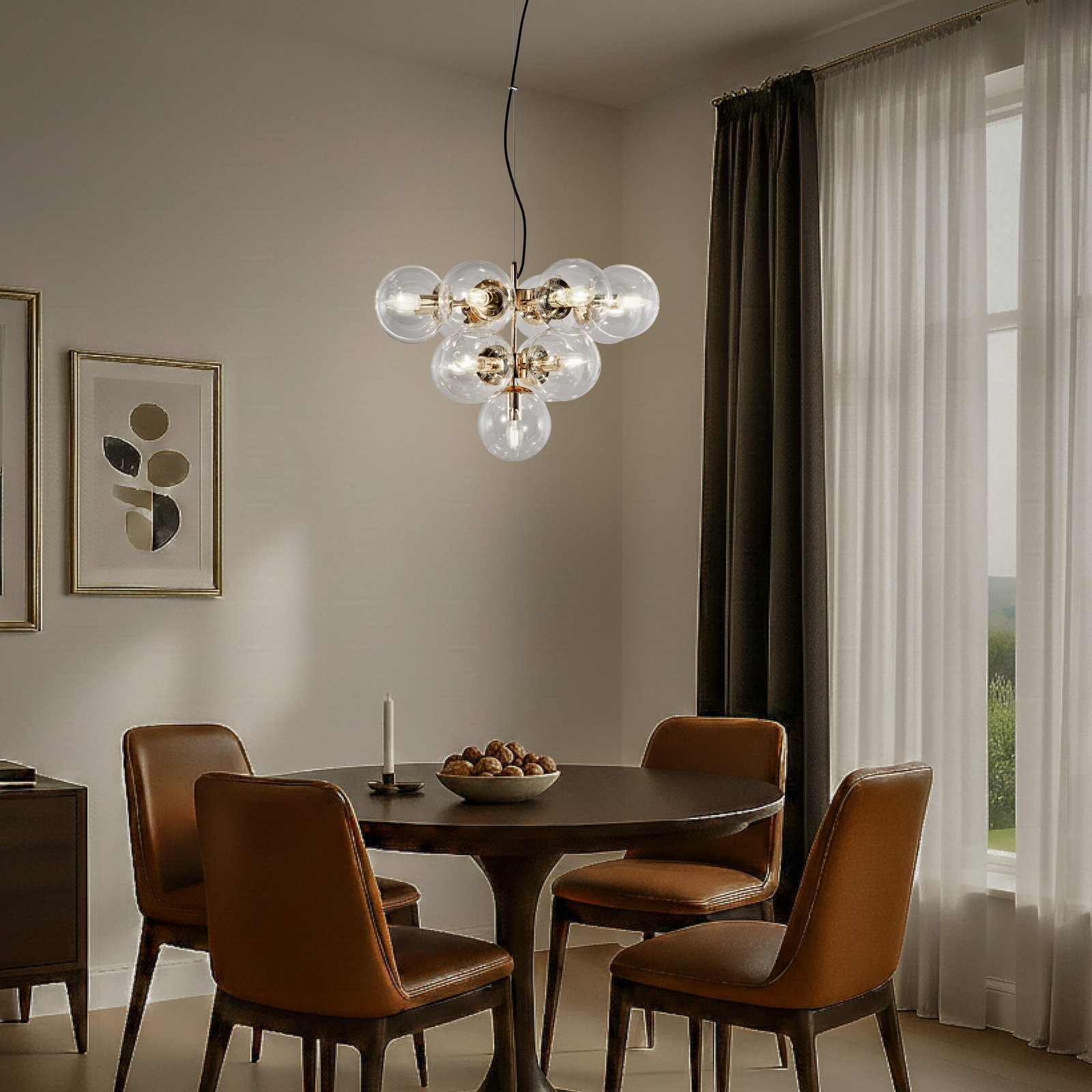 Hengelampe Zumba, glass/metall, gull/klar, 13-flammet Hengelampe Zumba, glass/metall, gull/klar, 13-flammet